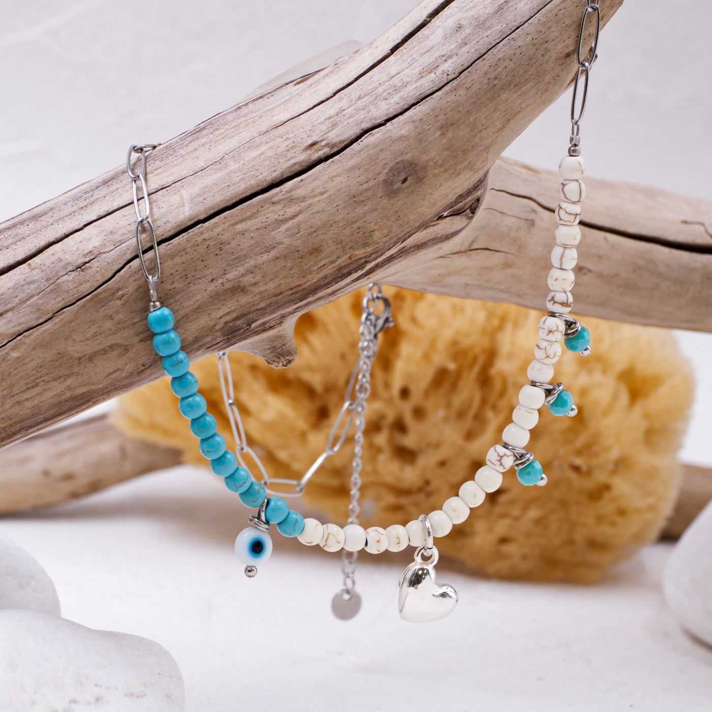 Haolite & Silver Heart necklace