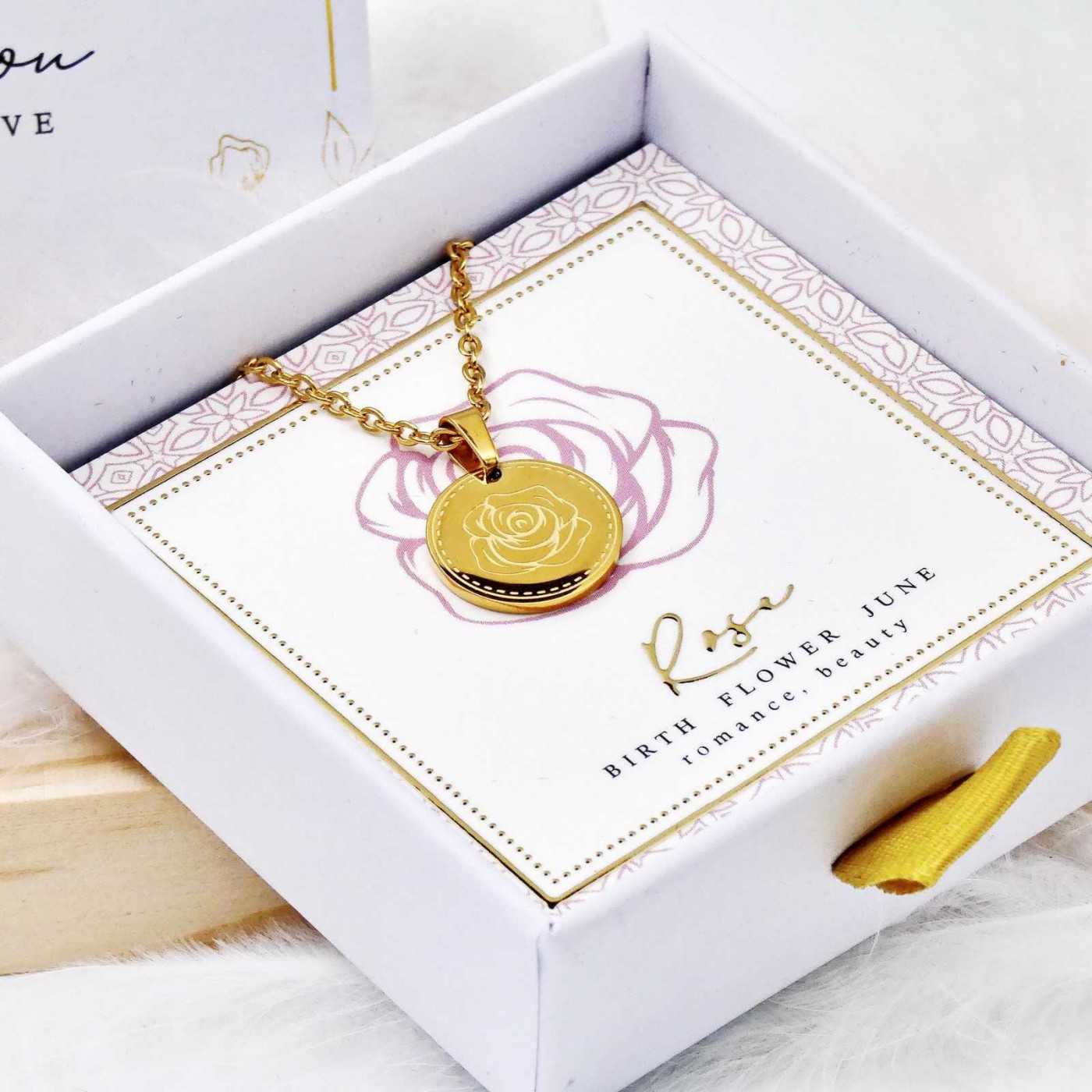 Birth Flower Necklace- Rose for June — Necklaces from Toolittle — additional view 3