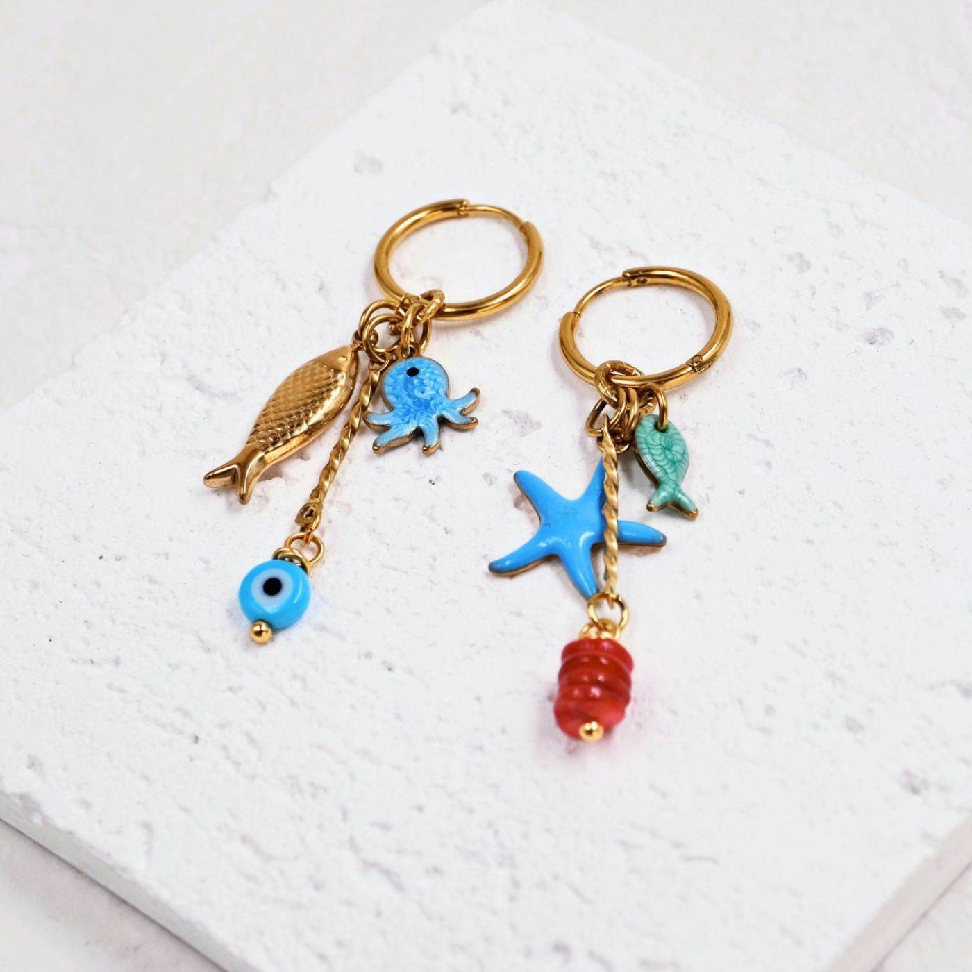 Stainless Steel Hoops | Sea Life Earrings — Earrings from Toolittle — additional view 2