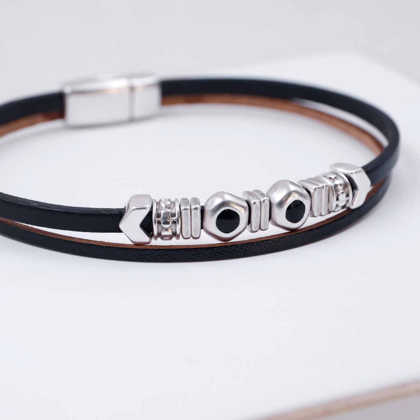 Black Leather Men's Bracelet — Bracelets from Toolittle — additional view 3