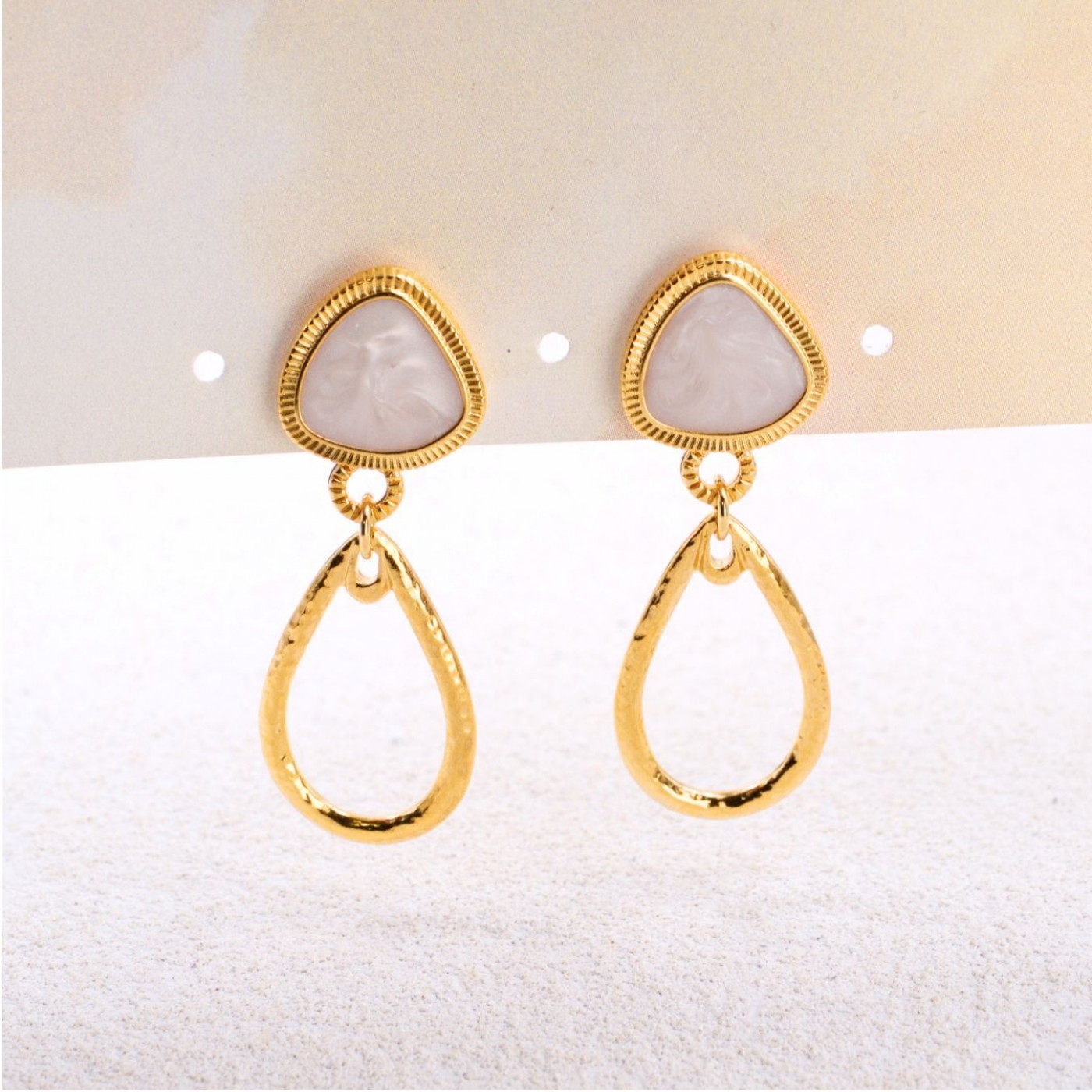 Teardrop Earrings - Gold Plated with Enamel — Earrings from Toolittle — additional view 2