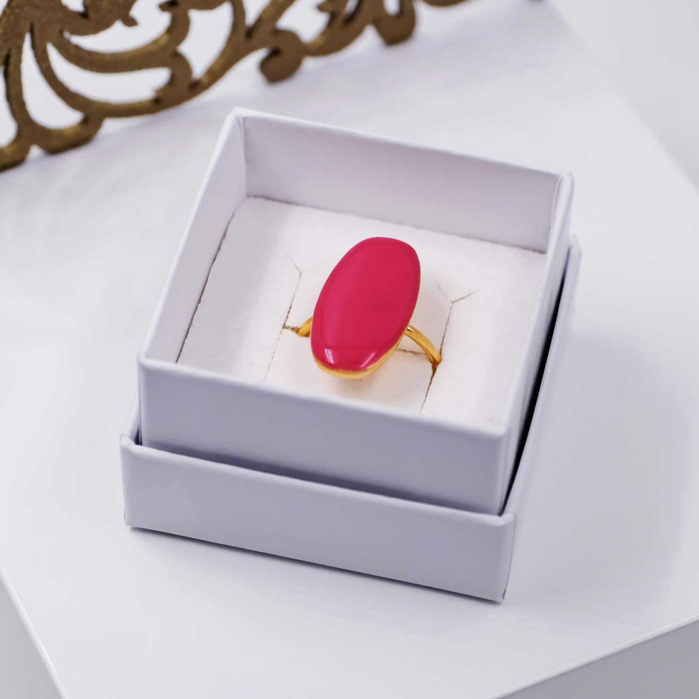 Stainless steel ring with enamel