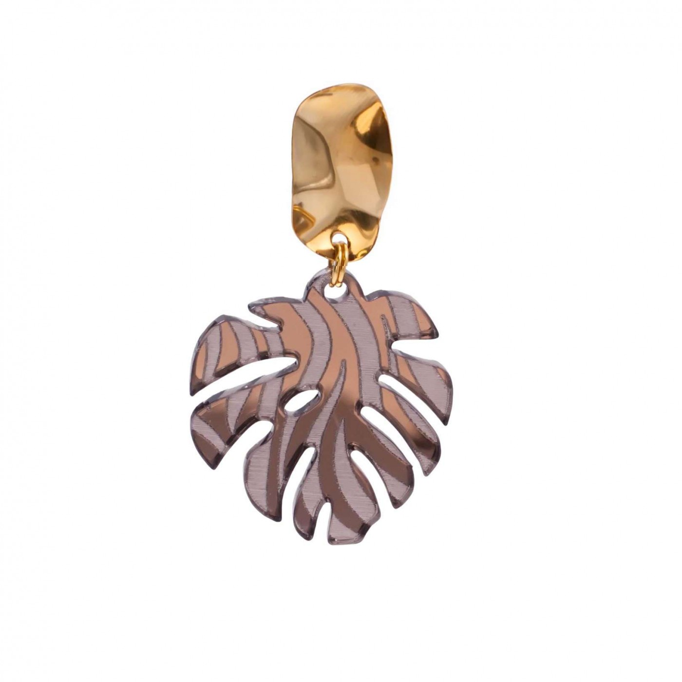 Steel Dangle Earrings - Animal Print Leaf — Earrings from Toolittle — additional view 3