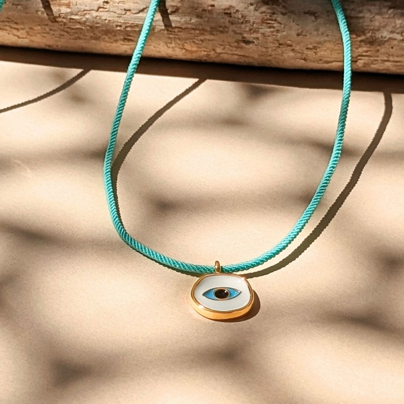 Cord Necklace with Enamelled Evil Eye