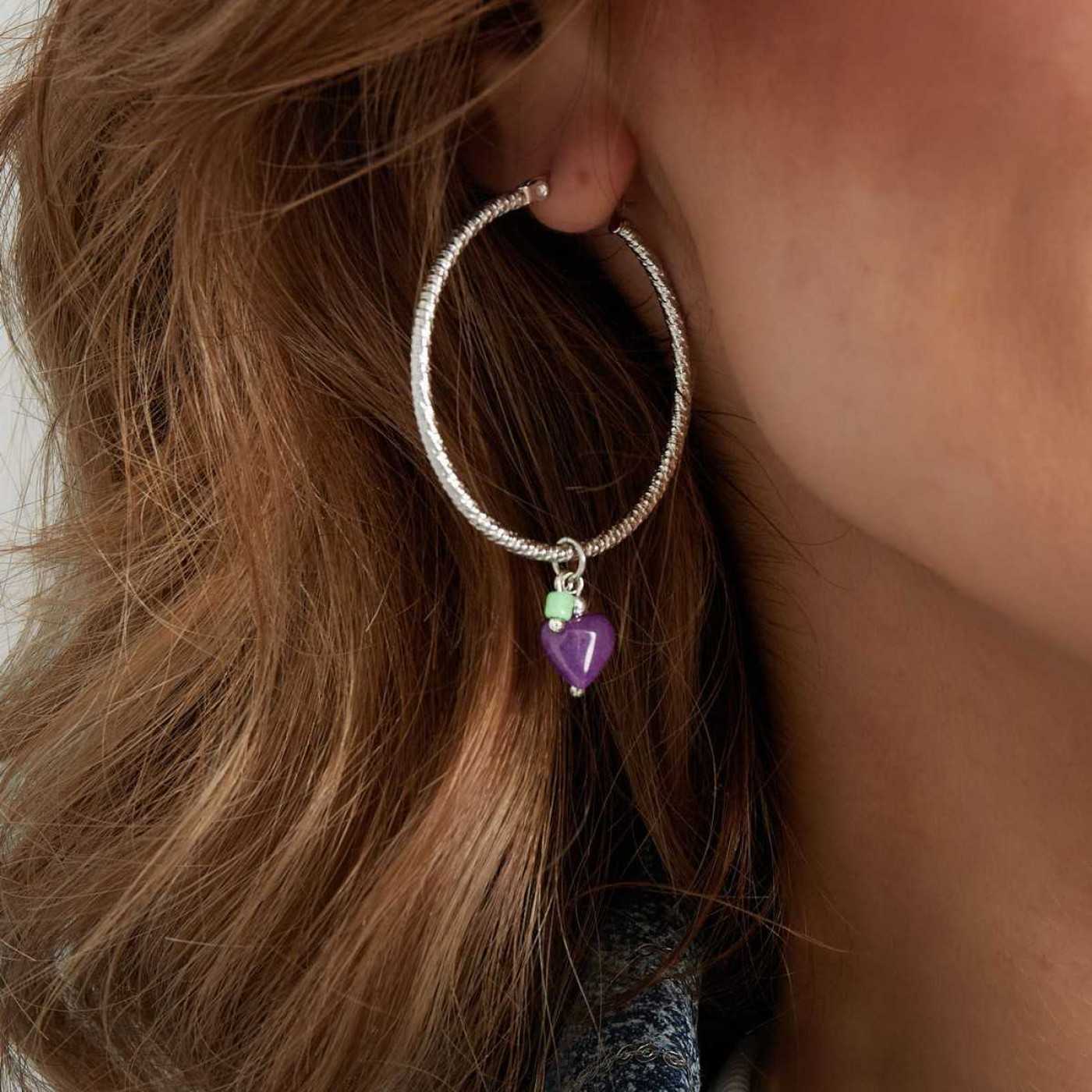 Hoop Earrings Natural Stone — Earrings from Toolittle — additional view 2