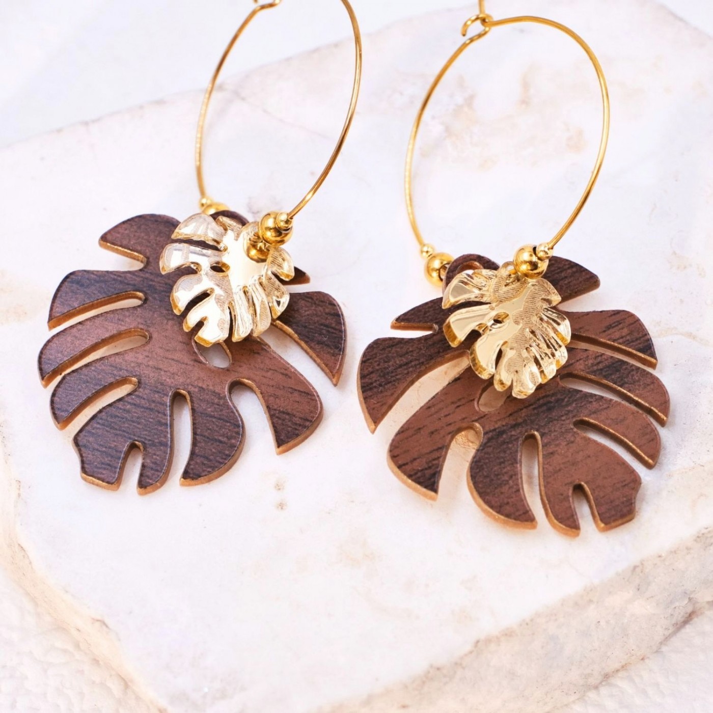 Monstera Leaf Earrings — Earrings from Toolittle — additional view 2