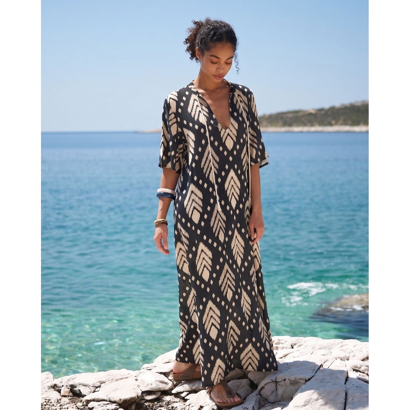 KOKKOSAMMOU Maxi caftan Samothraki — Dresses from Toolittle — additional view 3