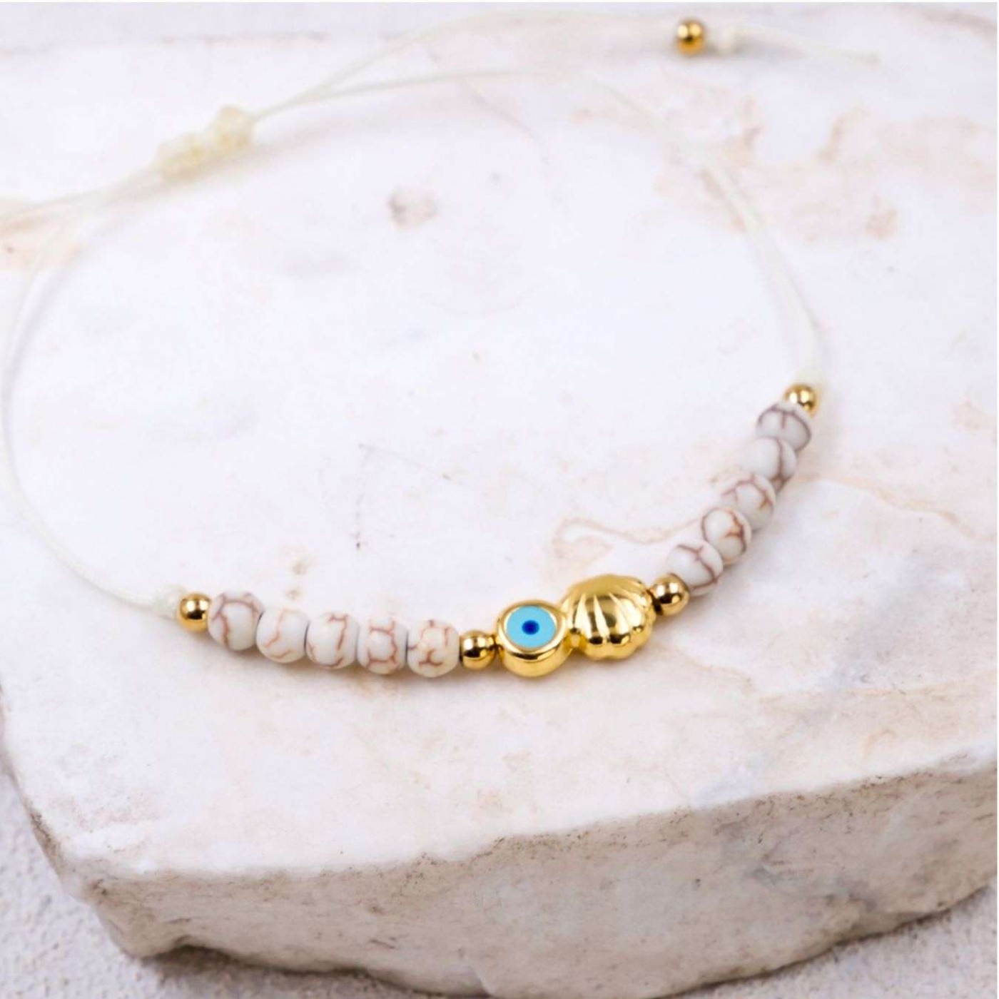 Macramé Bracelet with Evil Eye & Seashell | Color Select — Bracelets from Toolittle — additional view 8