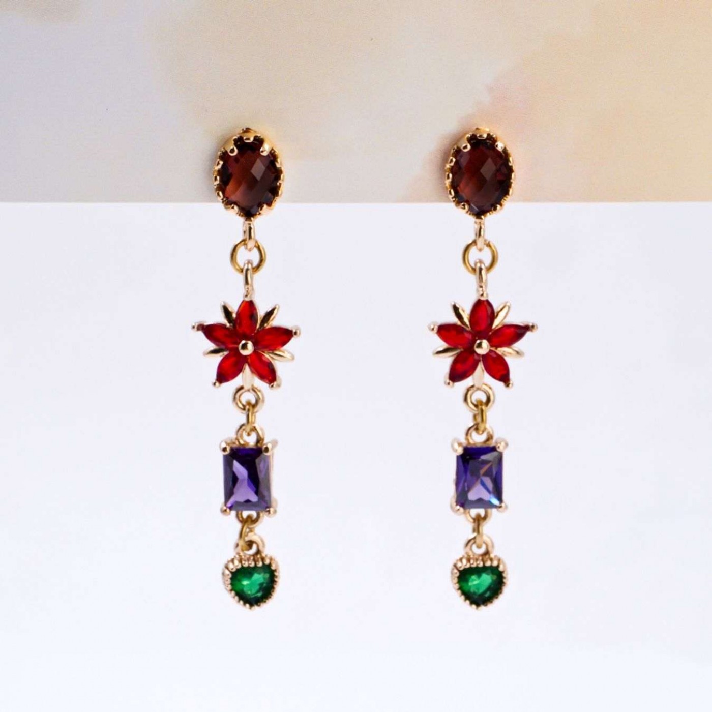 Crystal Collection: Gold-Plated Flower Earrings — Earrings from Toolittle — additional view 3