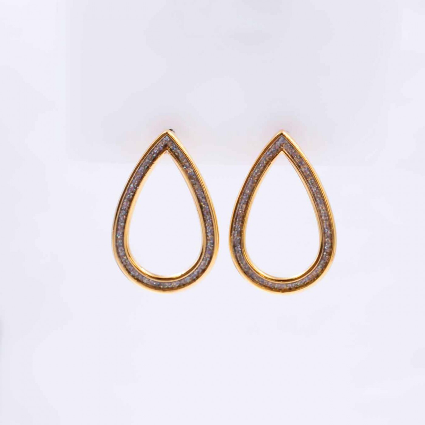 Teardrop Earrings - Gold Plated with Glittered Enamel — Earrings from Toolittle — additional view 2