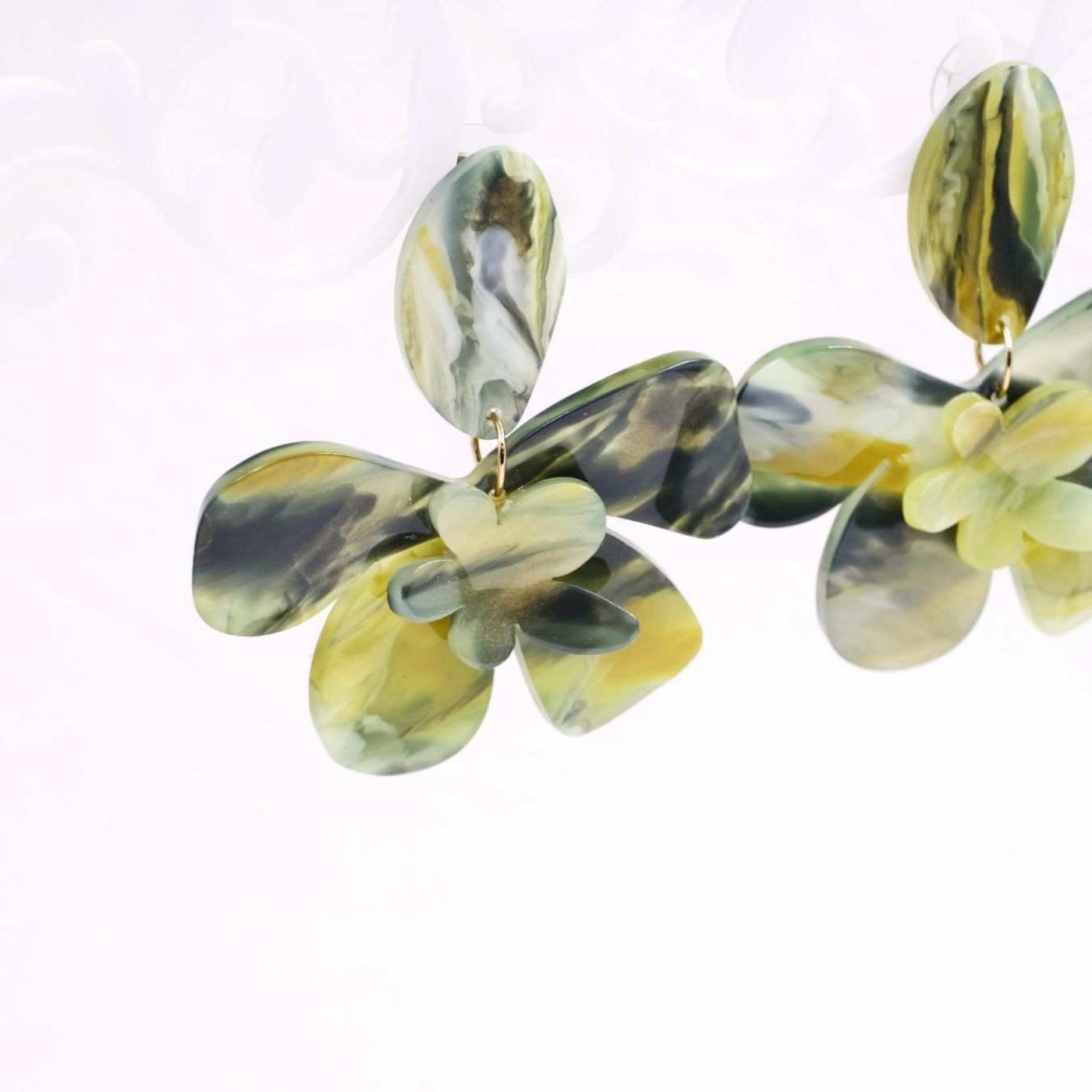 Plexiglass Flower Earrings | Green — Earrings from Toolittle — additional view 2