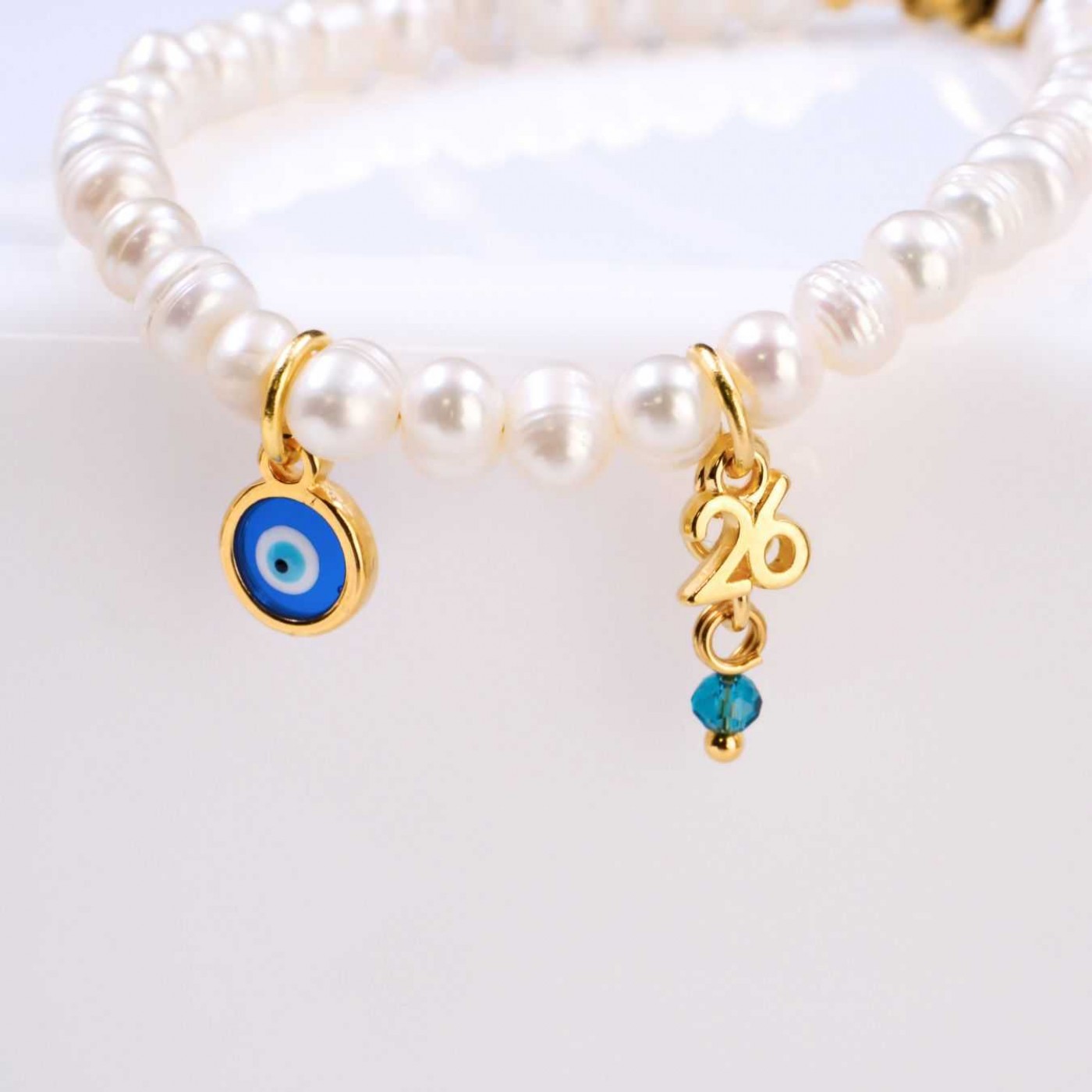Lucky Bracelet - Fresh Water Pearls & Evil Eye — Pendants & charms from Toolittle — additional view 3