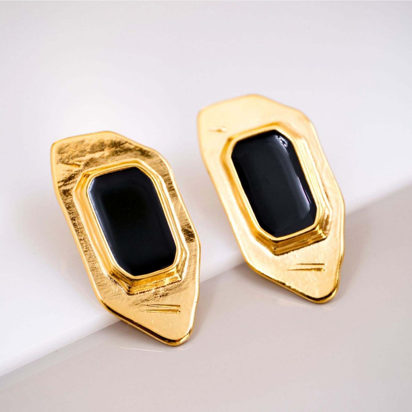 Gold-plated Earrings with Enamel — Earrings from Toolittle — additional view 2
