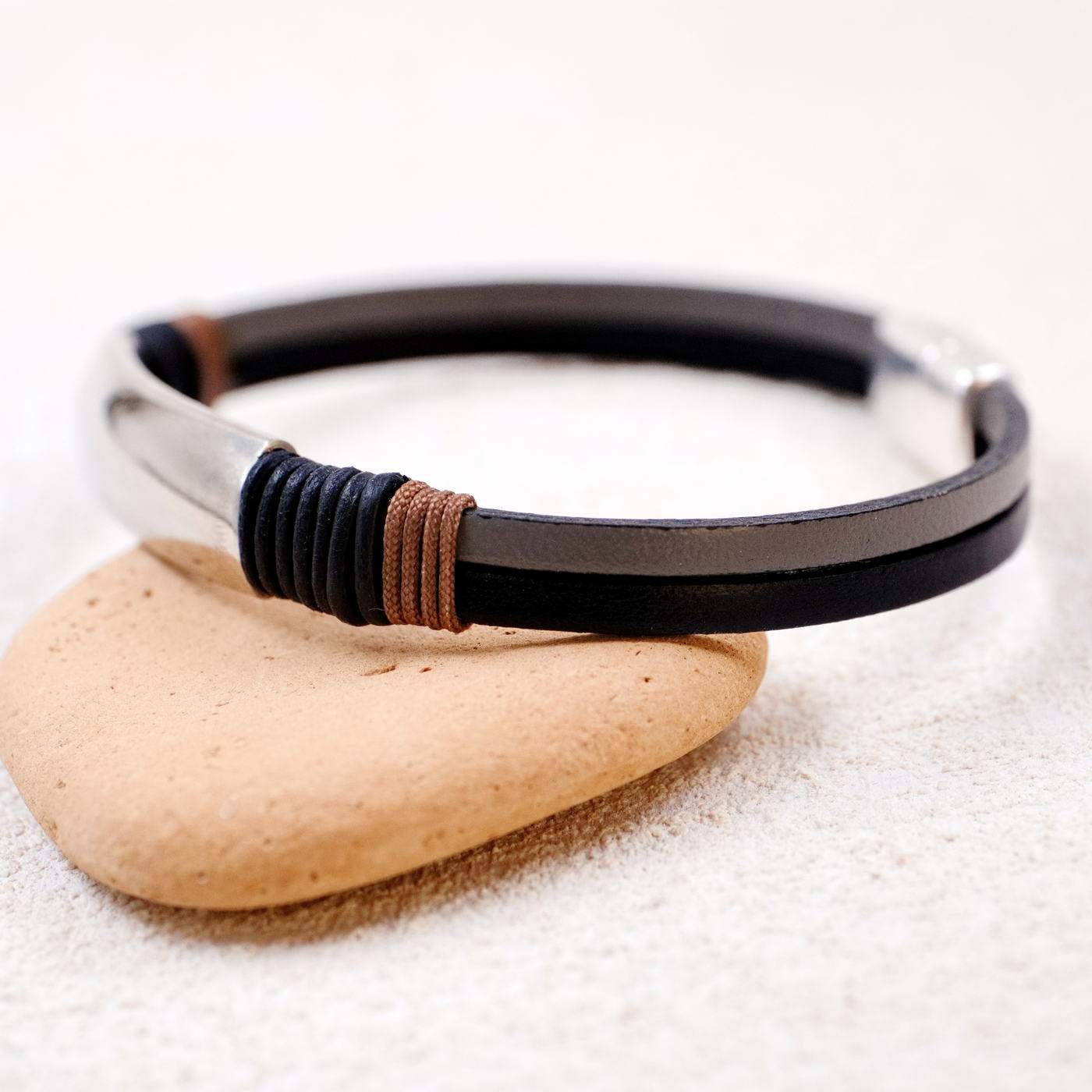 Name Tag Leather Men's Bracelet — Bracelets from Toolittle — additional view 4