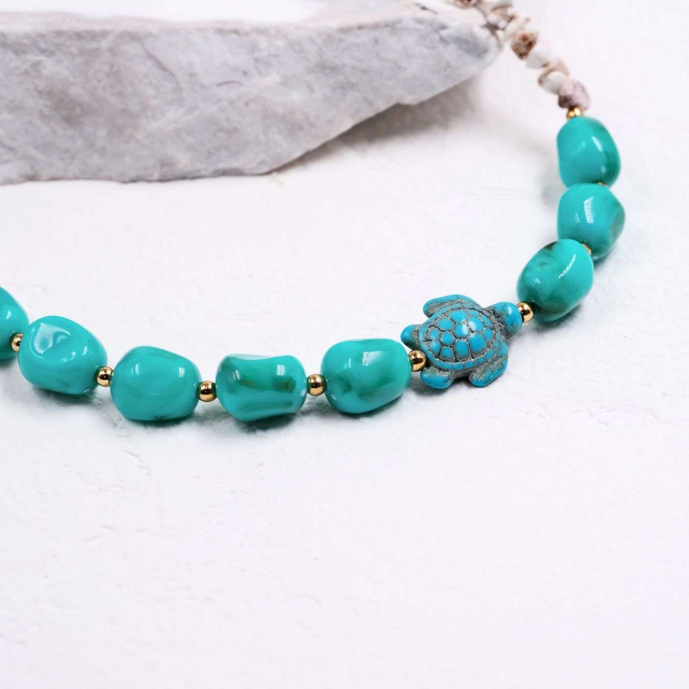 Stainless Steel: Semiprecious Stones & Sea Turtle Necklace — Necklaces from Toolittle — additional view 2
