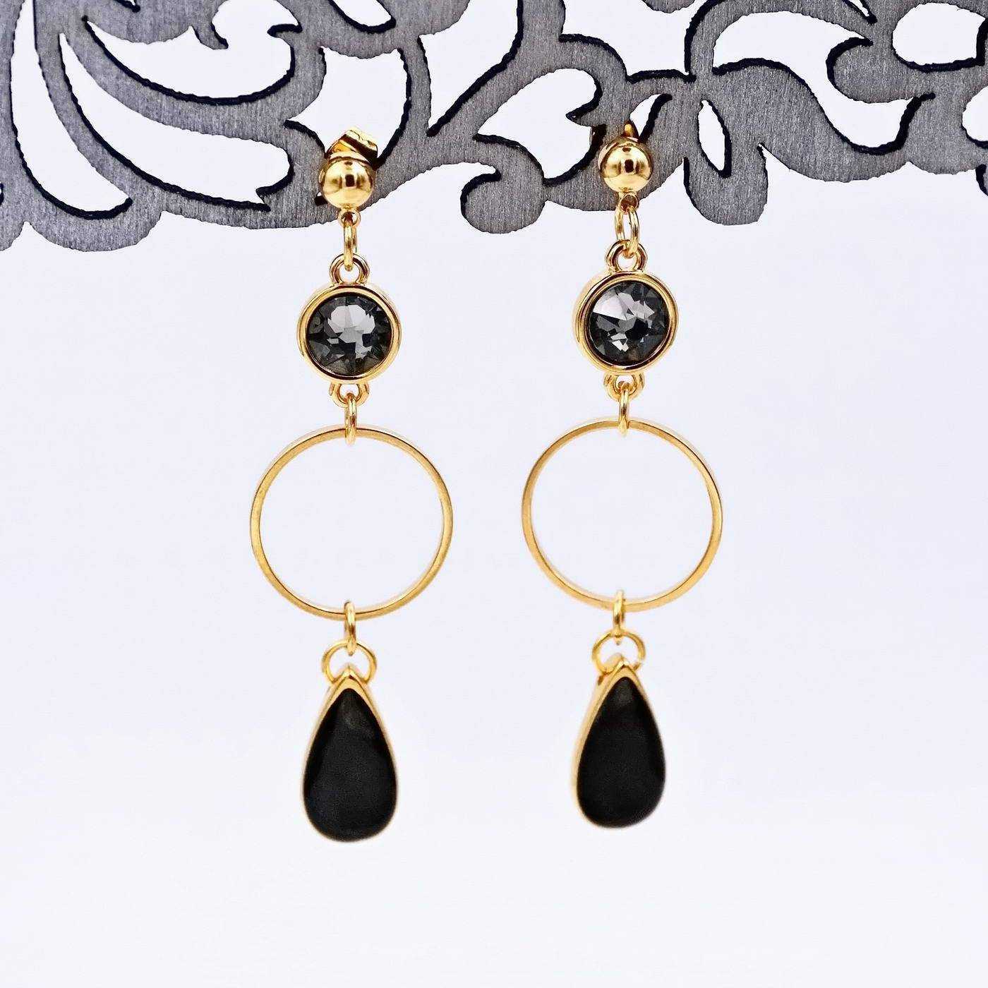 Earrings with crystals and vitraux drops — Earrings from Toolittle — additional view 6