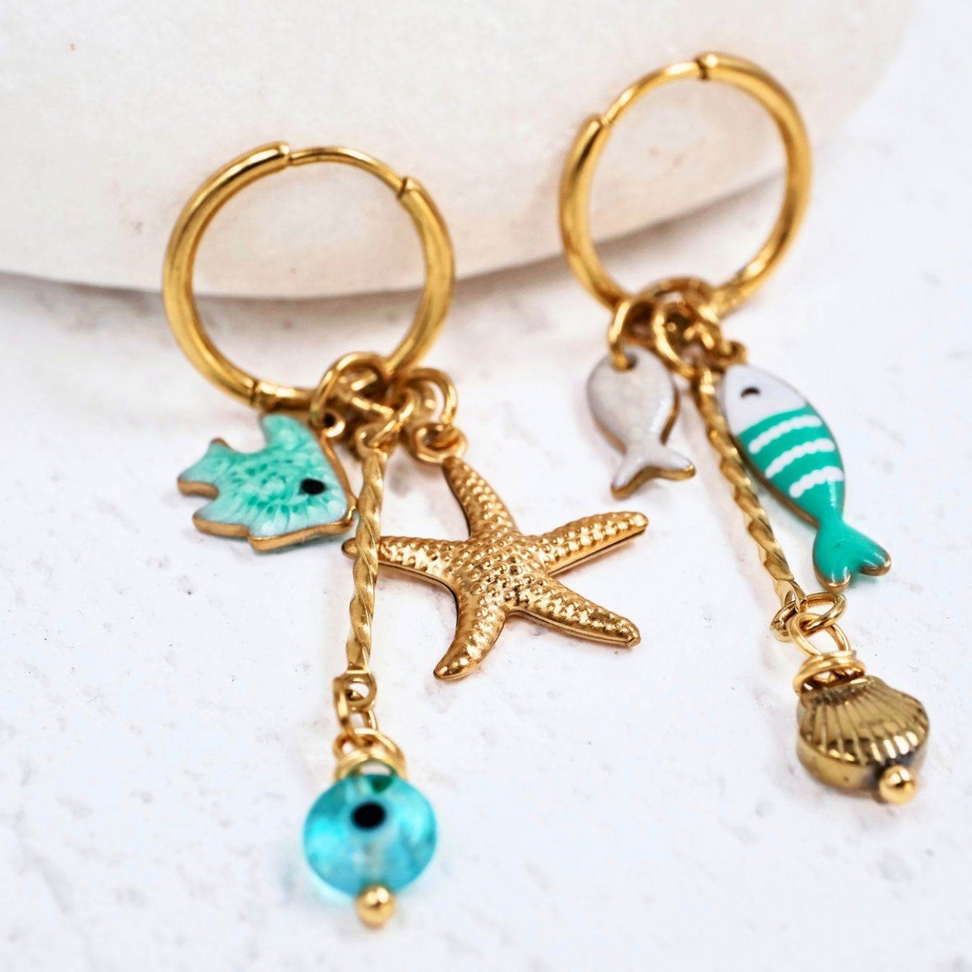 Stainless Steel Hoops | Sea Life Earrings — Earrings from Toolittle — additional view 2