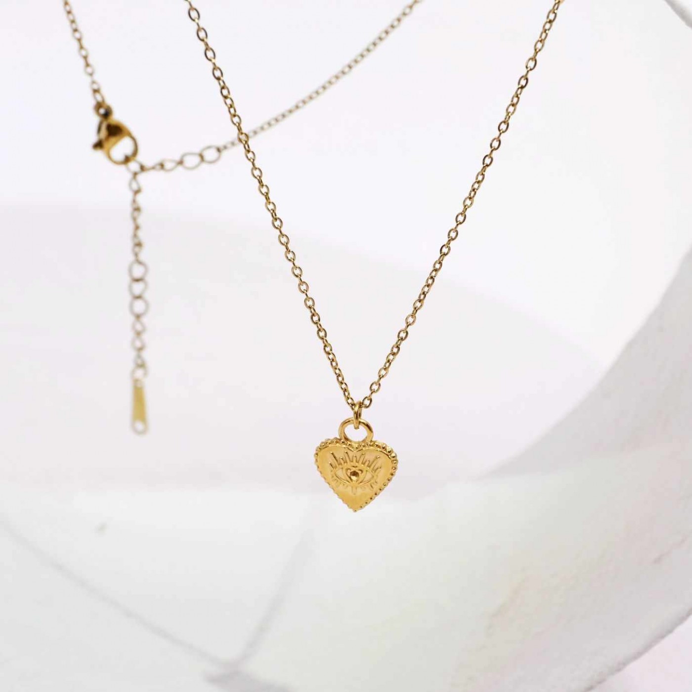 Stainless Heart Necklace with Evil Eye — Necklaces from Toolittle — additional view 3