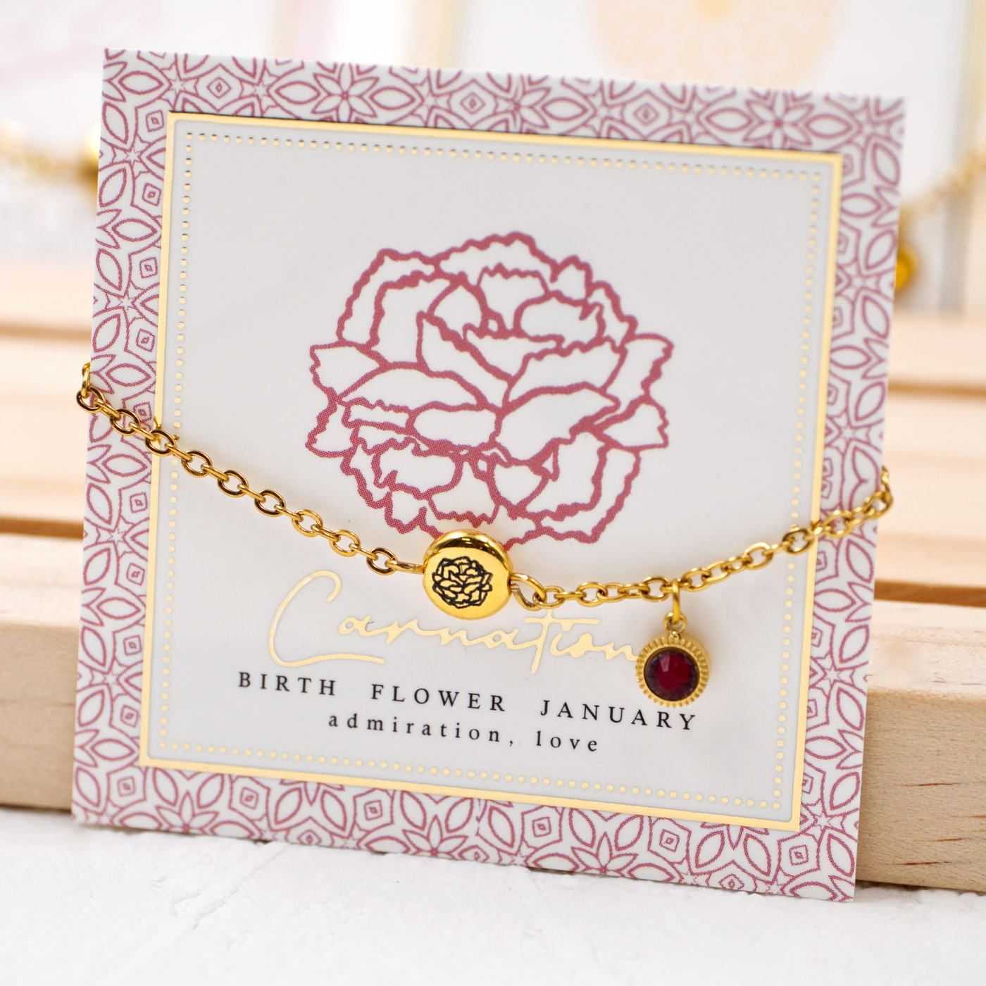 Bracelet with Birth Flower - January