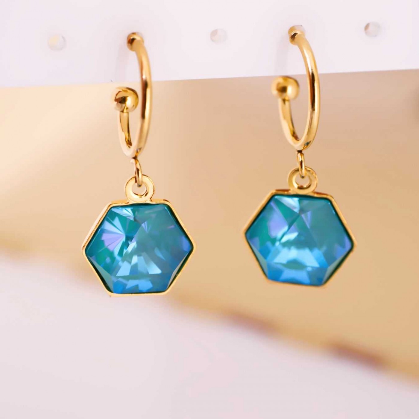 Crystal Collection: Gold-Plated Steel Earrings — Earrings from Toolittle — additional view 2