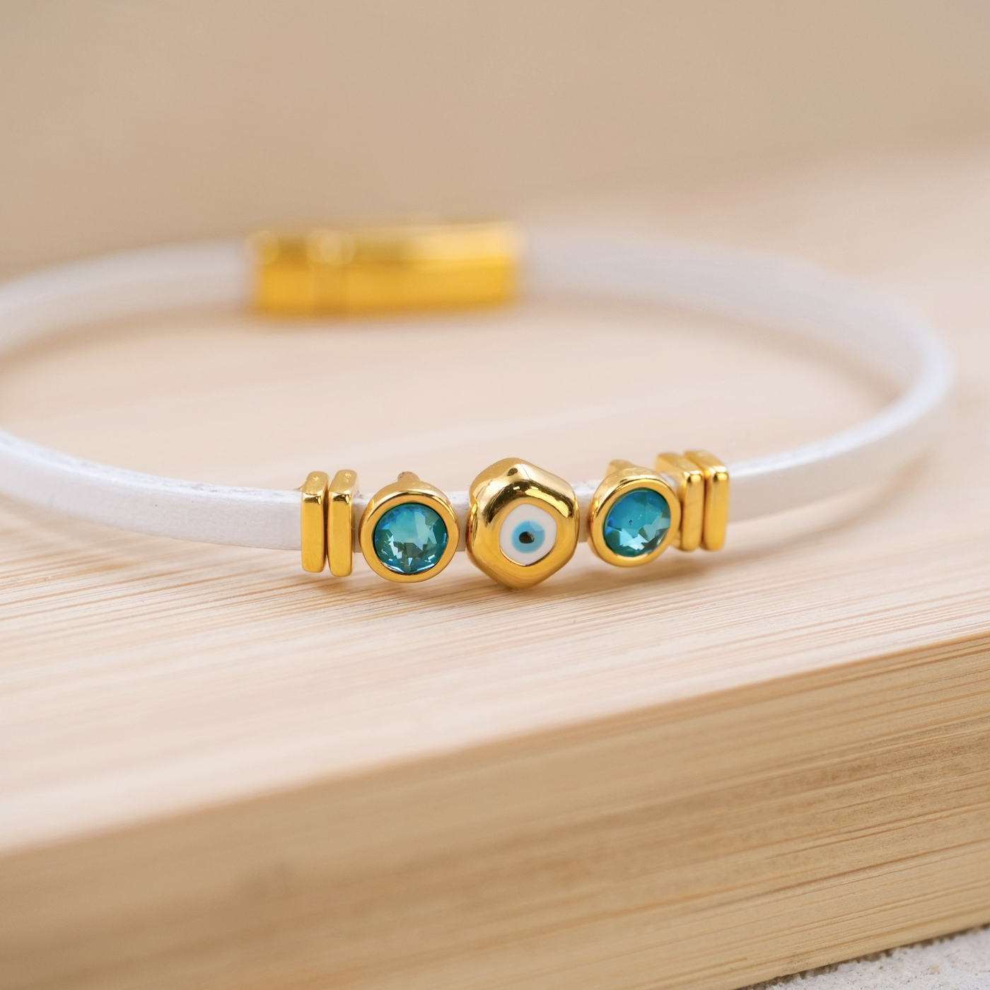 Evil Eye & Crystals Leather Bracelet — Bracelets from Toolittle — additional view 4
