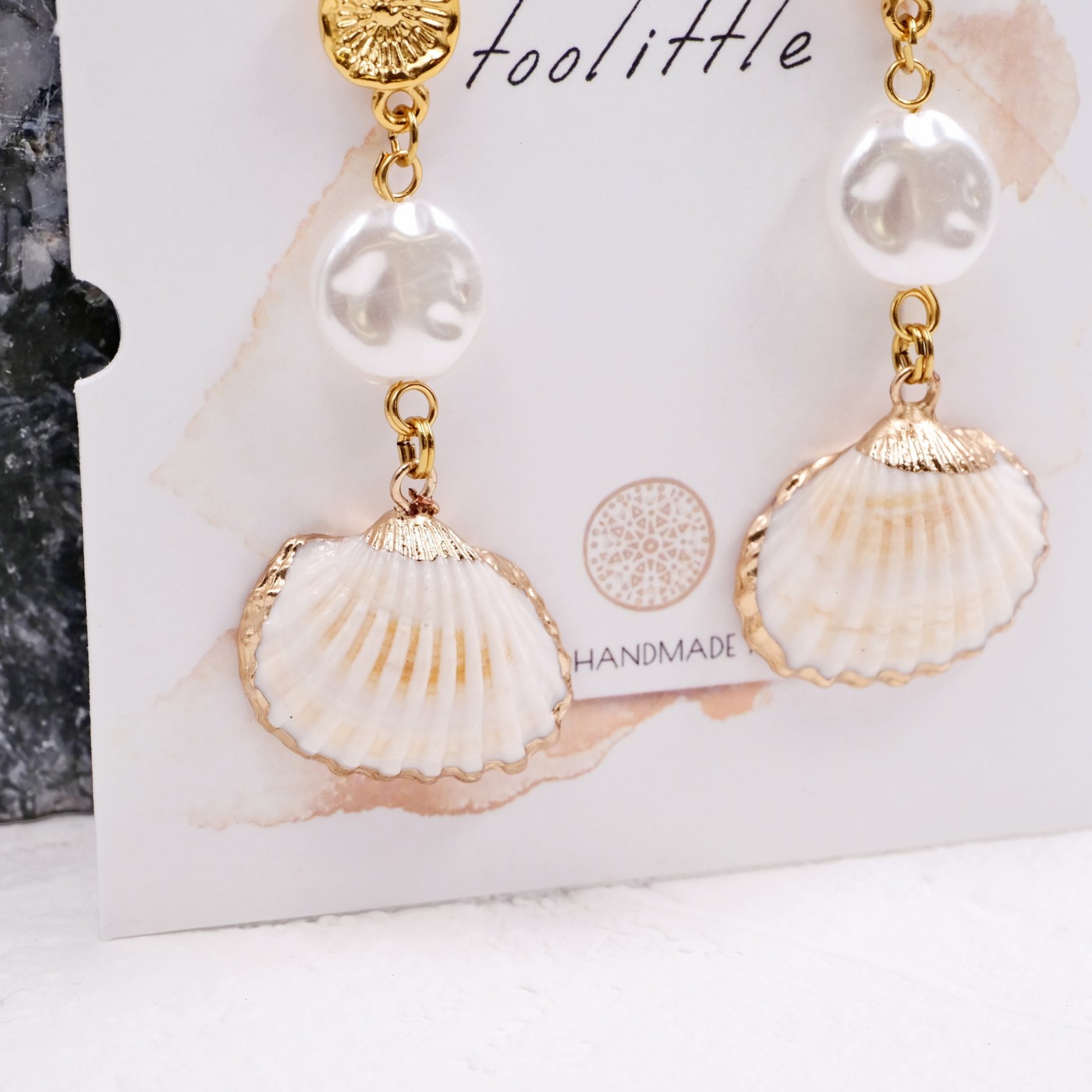 Gold-plated Earrings | Pearls & Sea Shells — Earrings from Toolittle — additional view 5