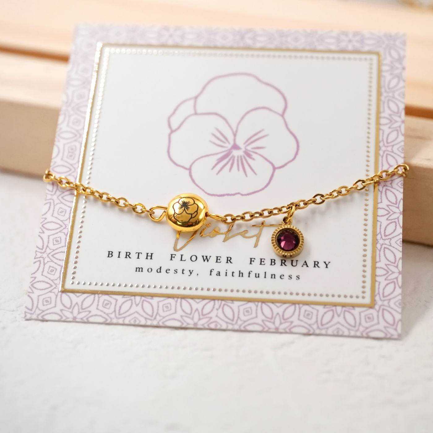 Bracelet with Birth Flower - February — Bracelets from Toolittle — additional view 2