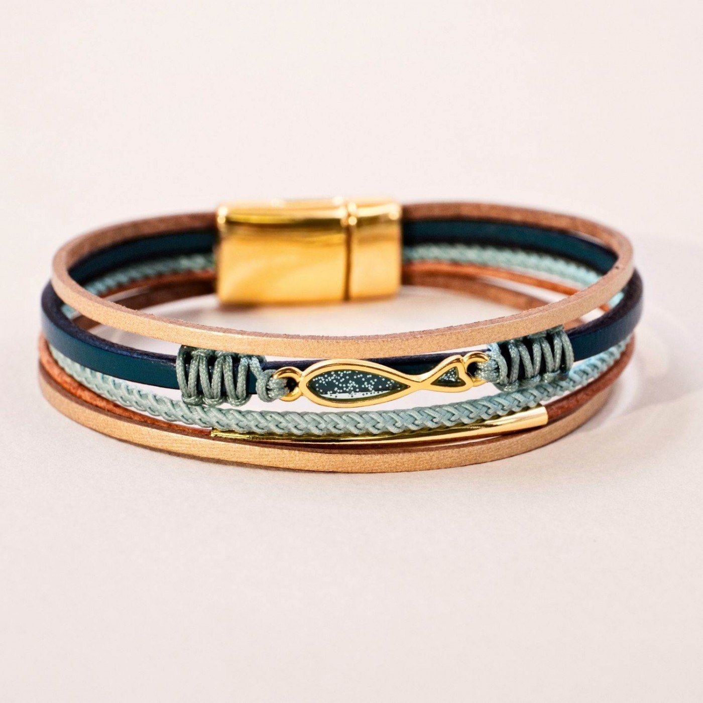 Enamelled Fish Leather Bracelet
