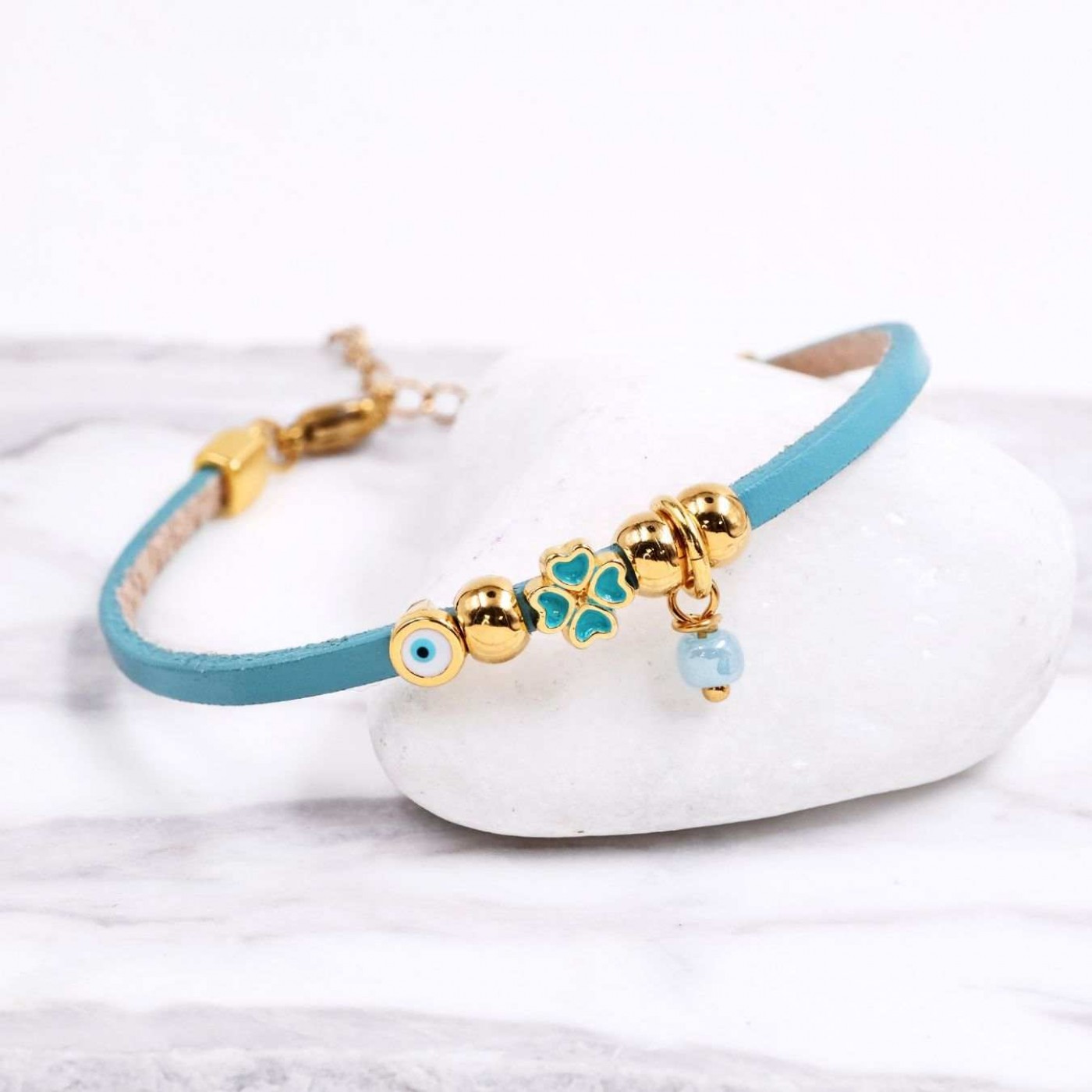 Handcrafted Bracelet | Evil Eye & Four Leaf Clover