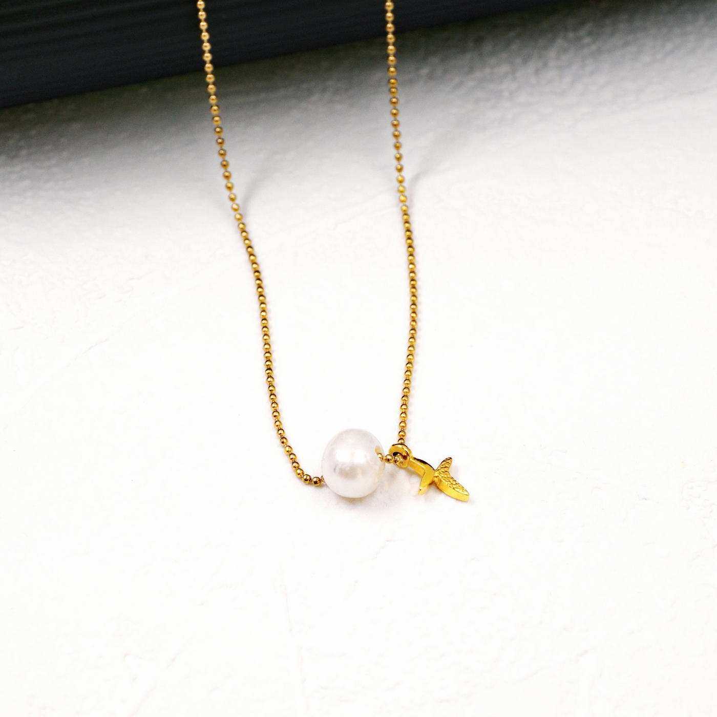 Pearl & Cross short necklace — Necklaces from Toolittle — additional view 2
