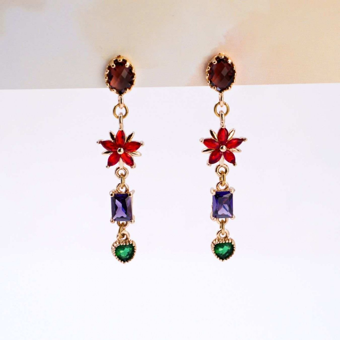 Crystal Collection: Gold-Plated Flower Earrings — Earrings from Toolittle — additional view 2