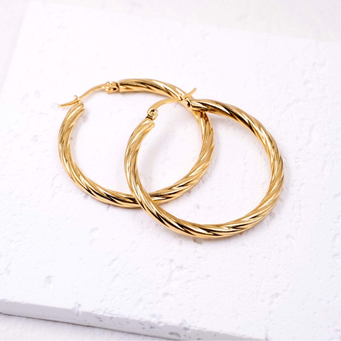 Stainless Steel Gold-plated Hoop Earrings — Earrings from Toolittle — additional view 3