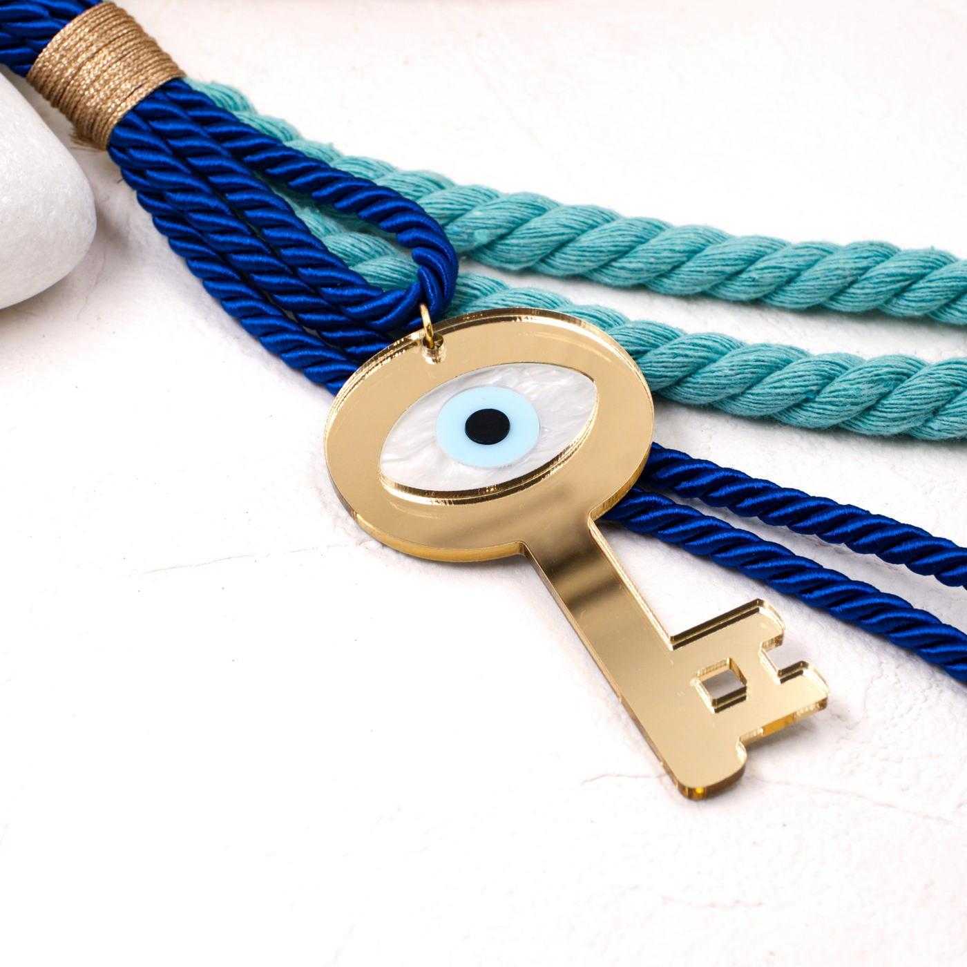 Aegean Collection Lucky Charm Key with Evil Eye — Pendants & charms from Toolittle — additional view 4