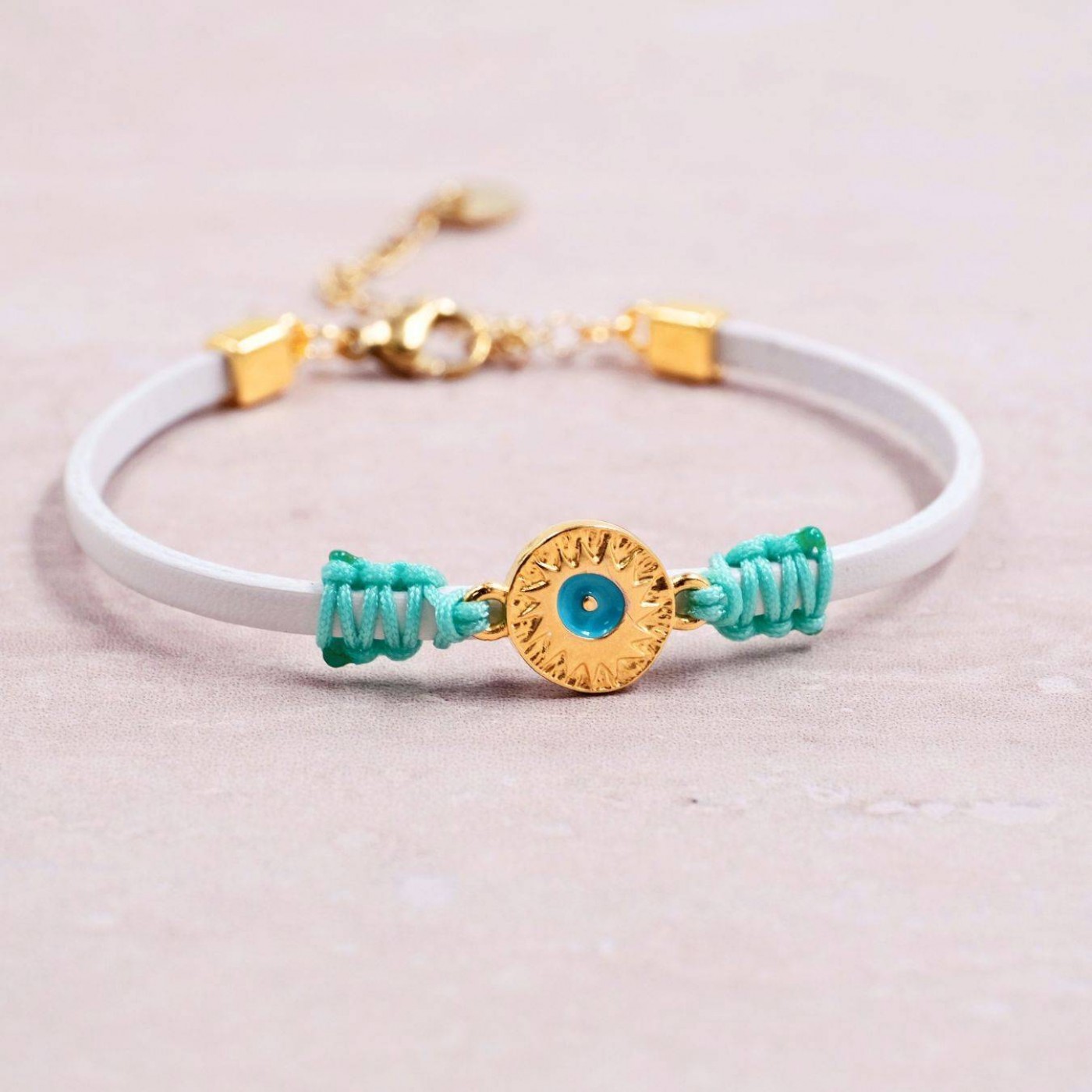 Leather Bracelet | Evil Eye Sun - White — Bracelets from Toolittle — additional view 3