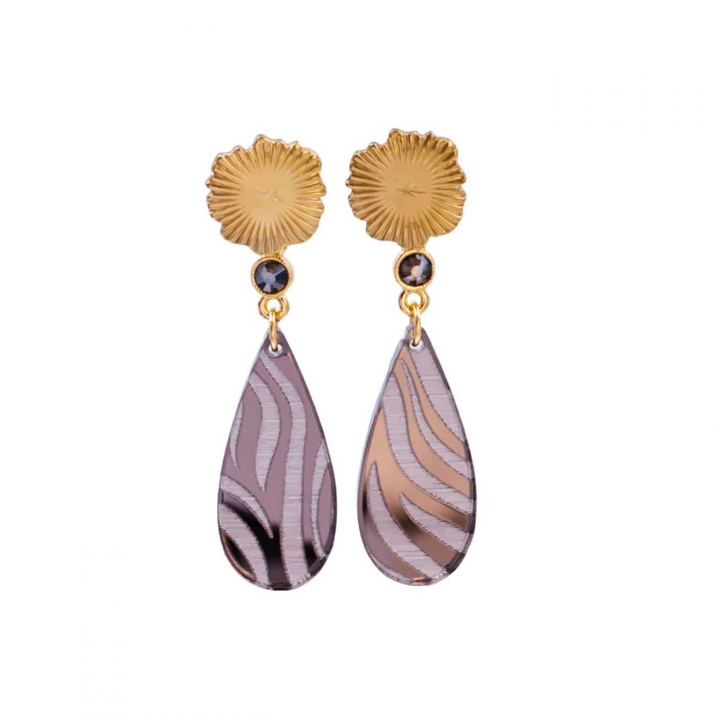 Steel Dangle Earrings - Animal Print & Enamel — Earrings from Toolittle — additional view 4