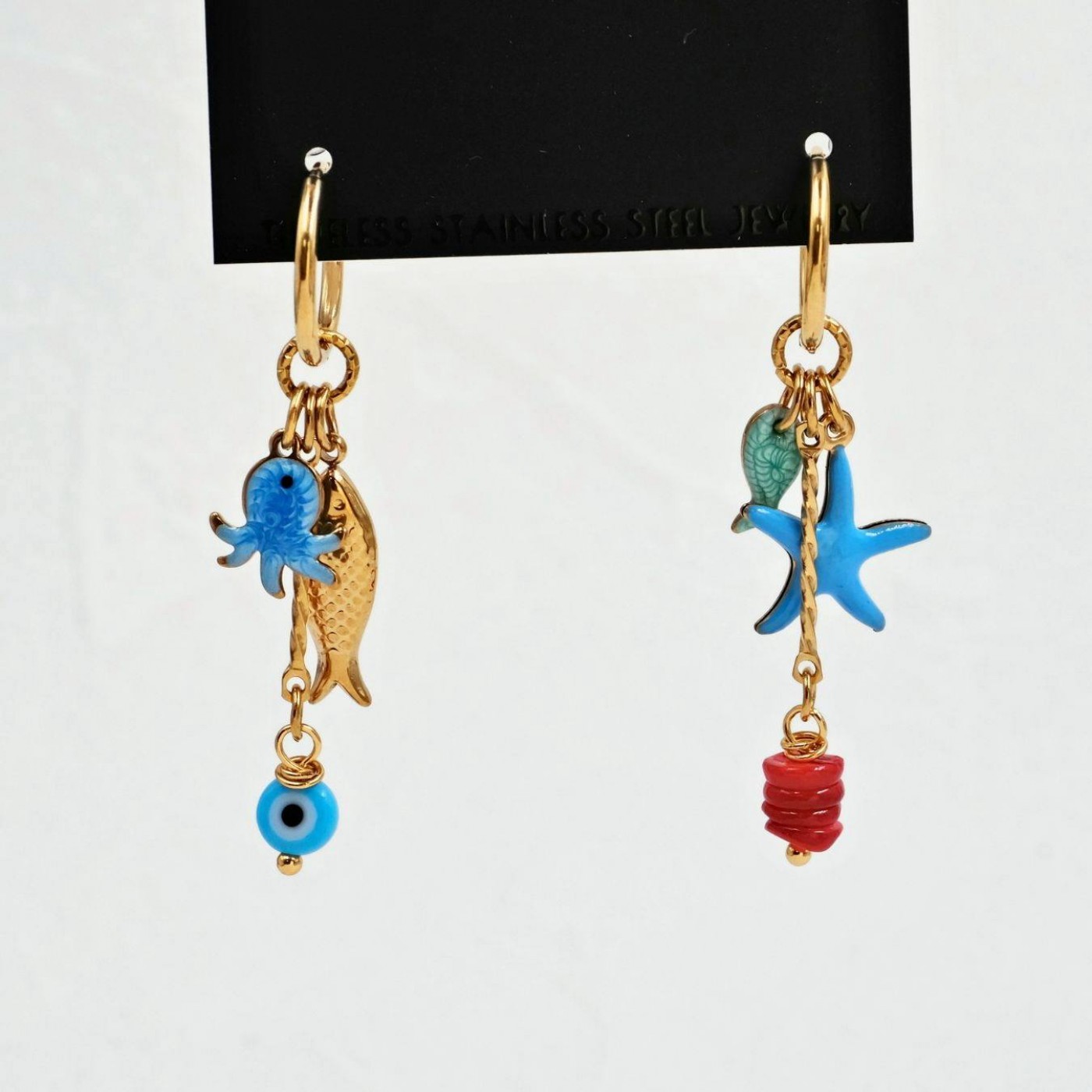 Stainless Steel Hoops | Sea Life Earrings — Earrings from Toolittle — additional view 3