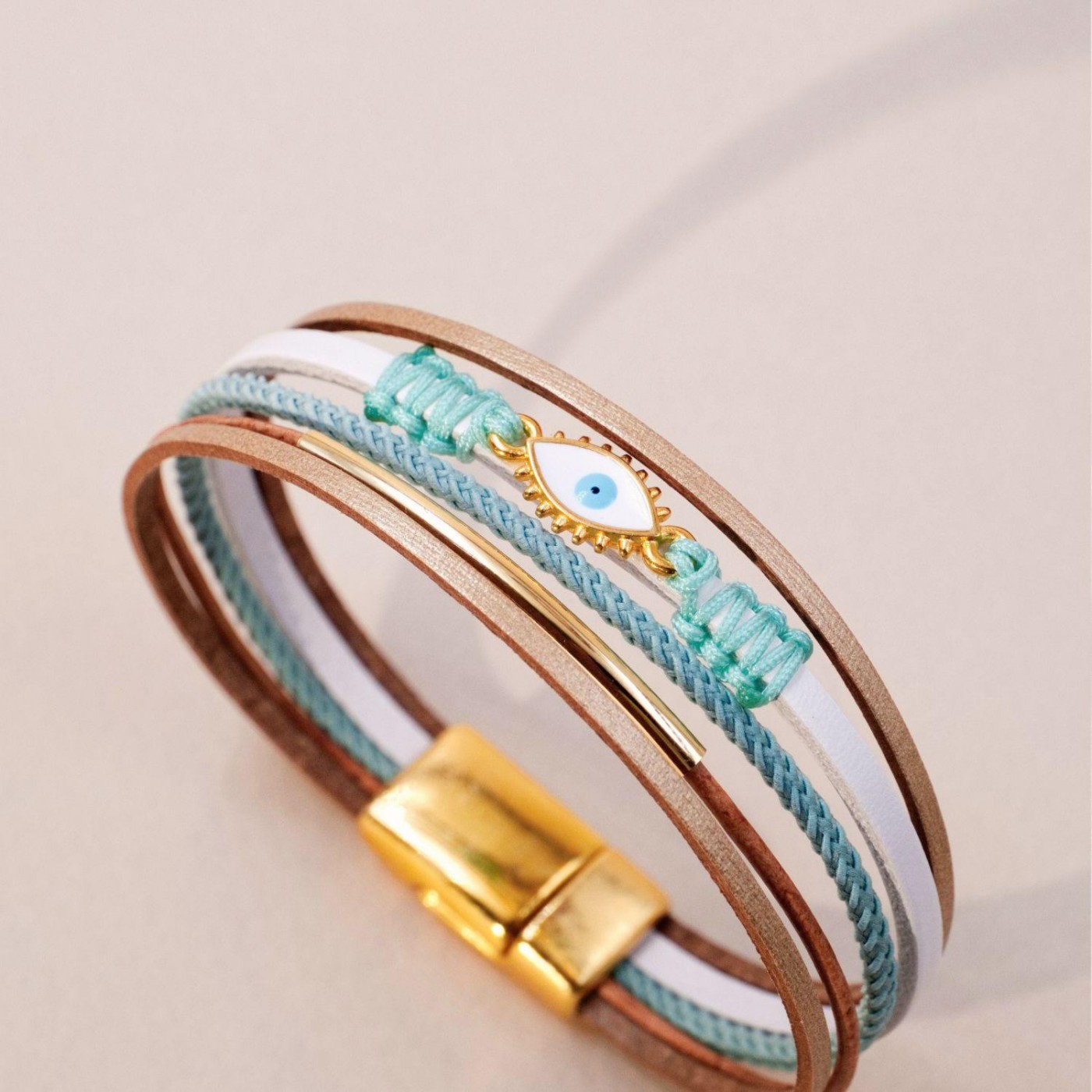 Evil Eye Leather Bracelet