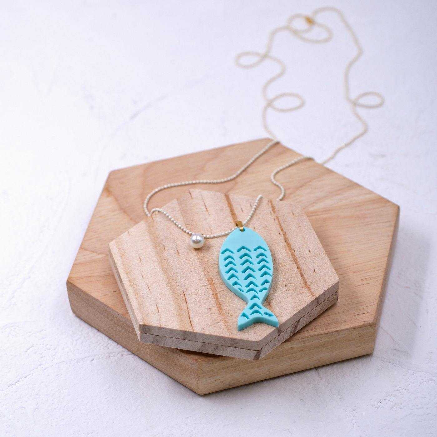 Plexi Fish Long Necklace — Necklaces from Toolittle — additional view 2