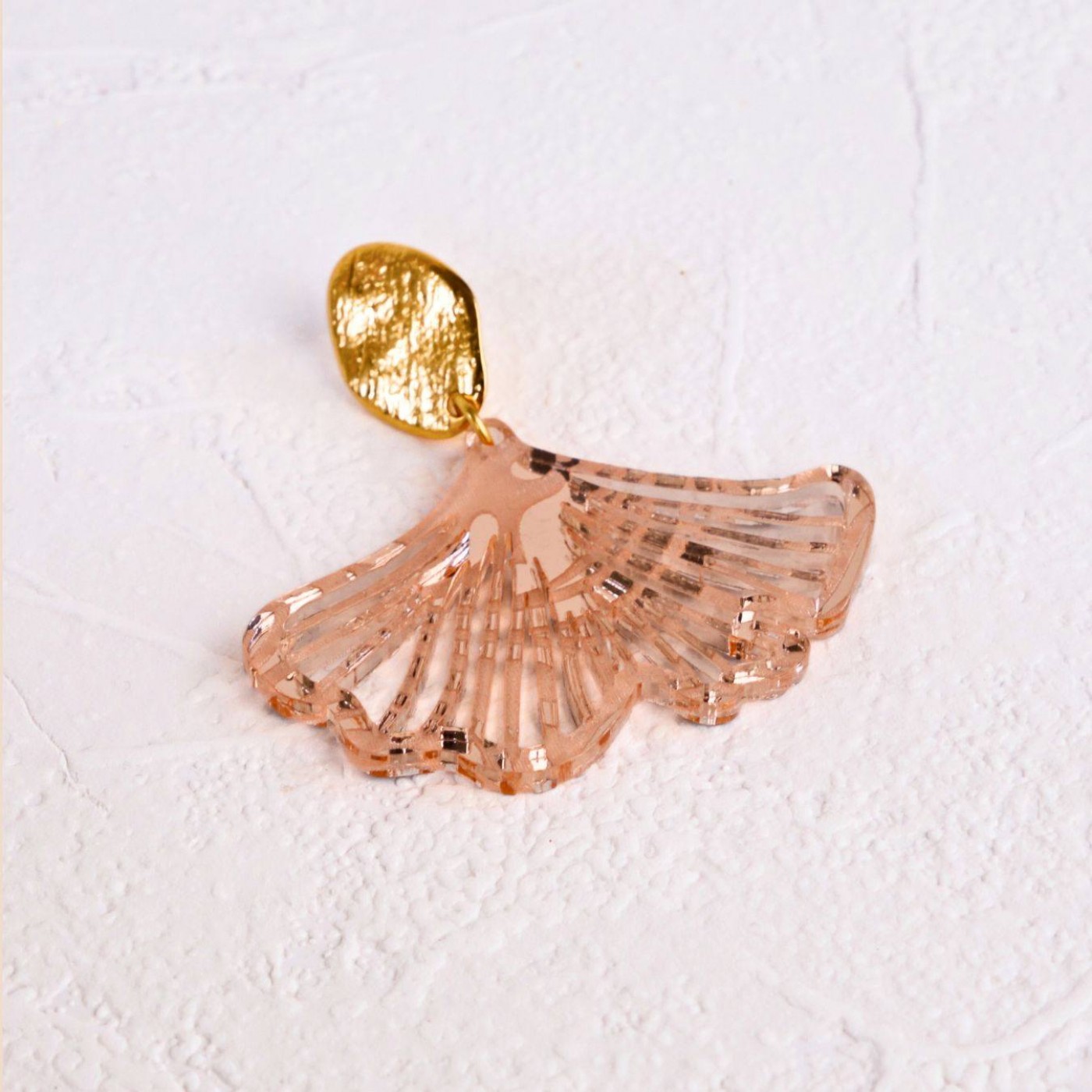 Golden Earrings | Plexiglass Ginkgo Biloba Leaf — Earrings from Toolittle — additional view 8