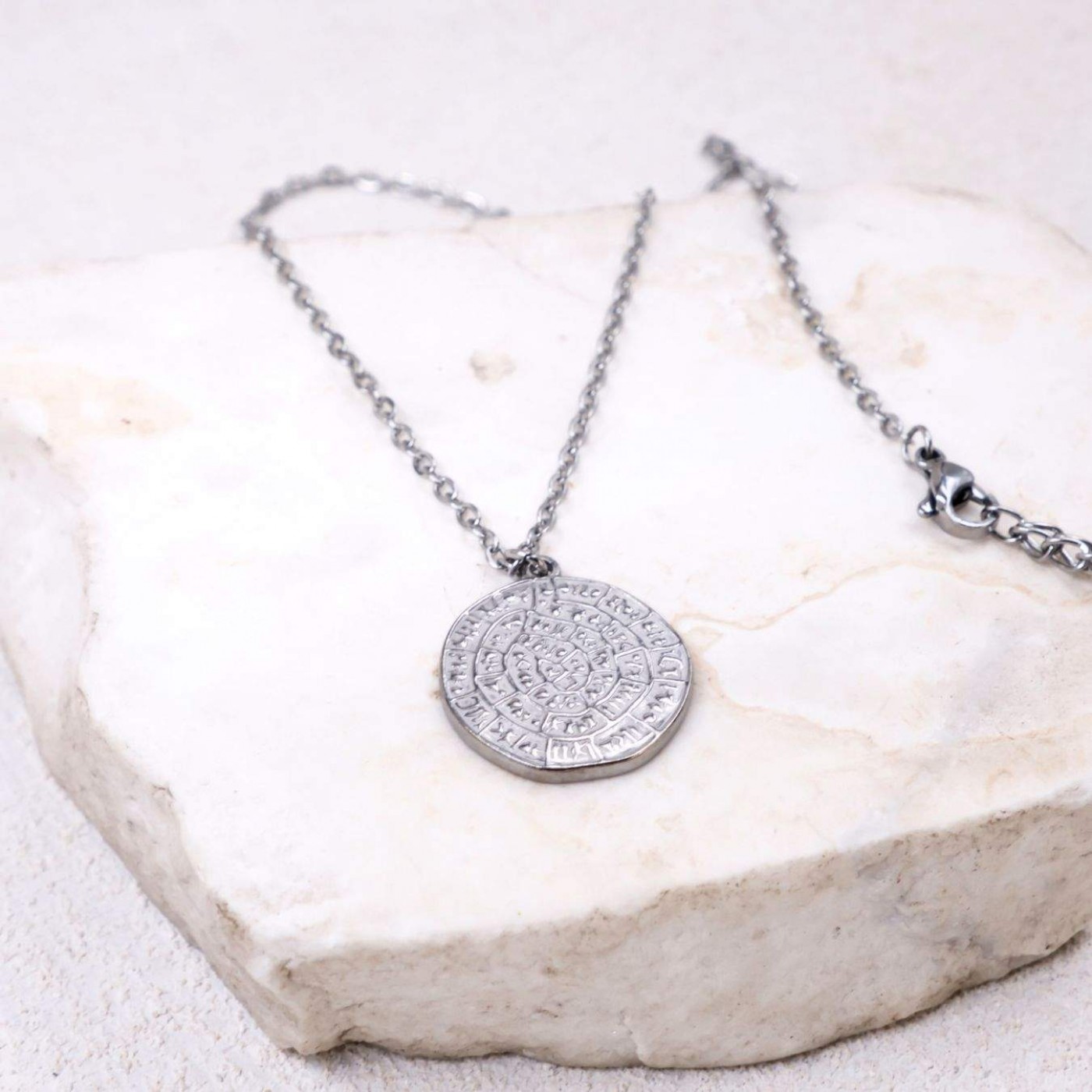 Stainless Steel Jewelry: Handmade Necklace - Phaistos Disc — Necklaces from Toolittle — additional view 3