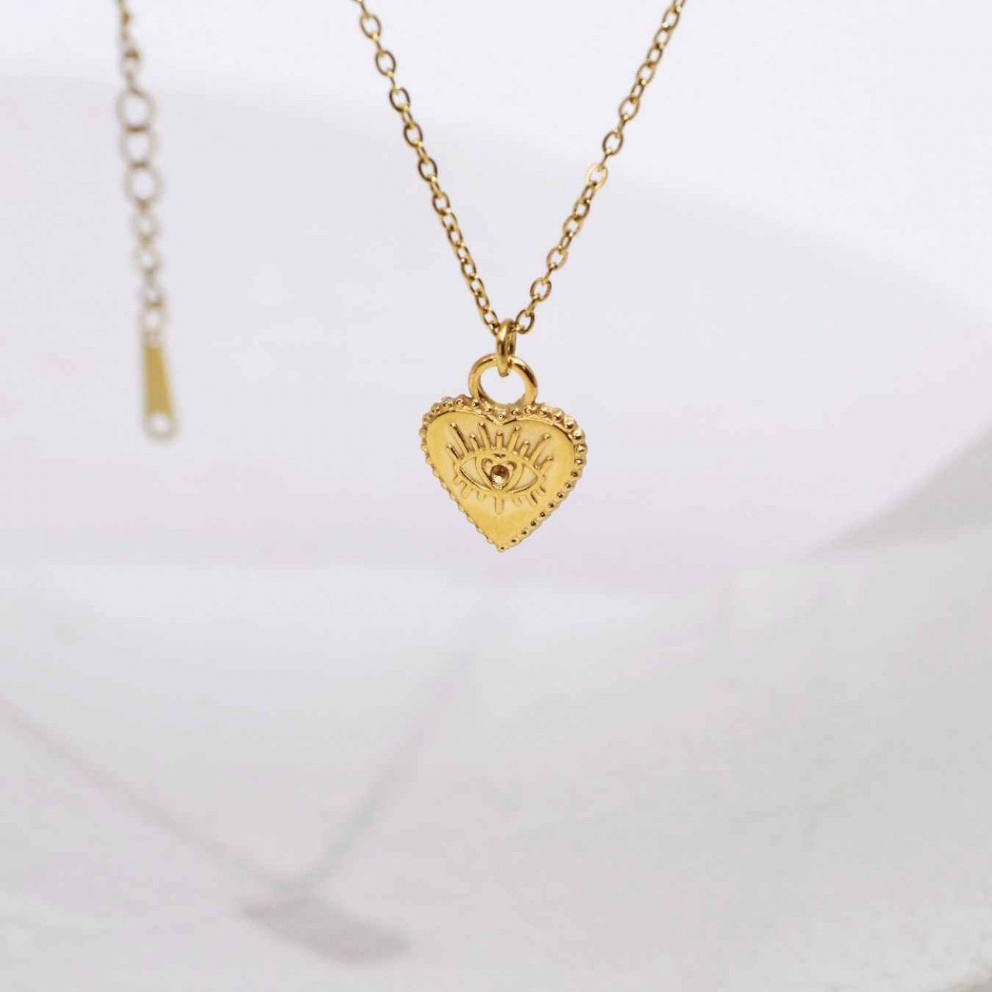 Stainless Heart Necklace with Evil Eye — Necklaces from Toolittle — additional view 6