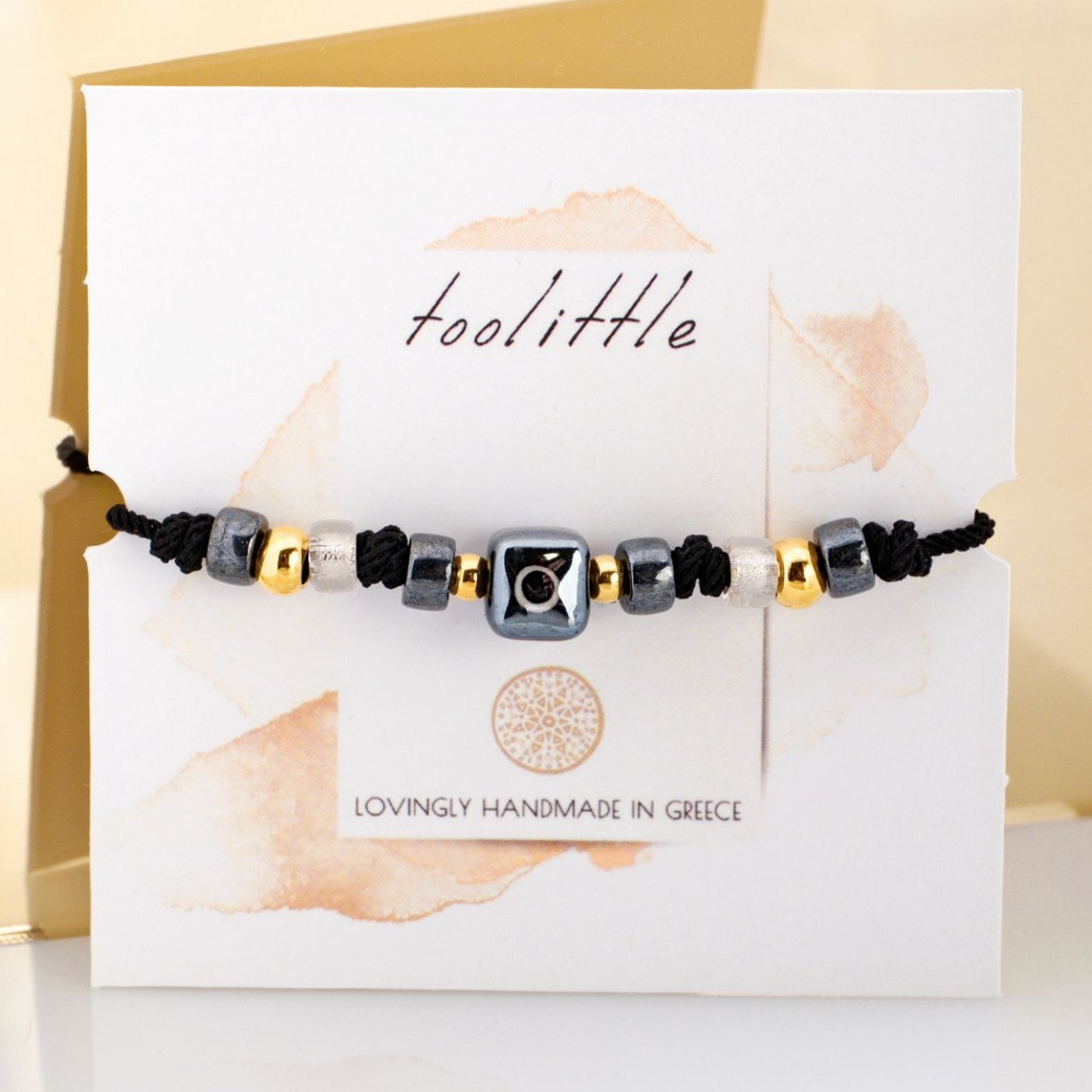 Macrame Bracelet with Ceramic Evil Eye — Bracelets from Toolittle — additional view 2