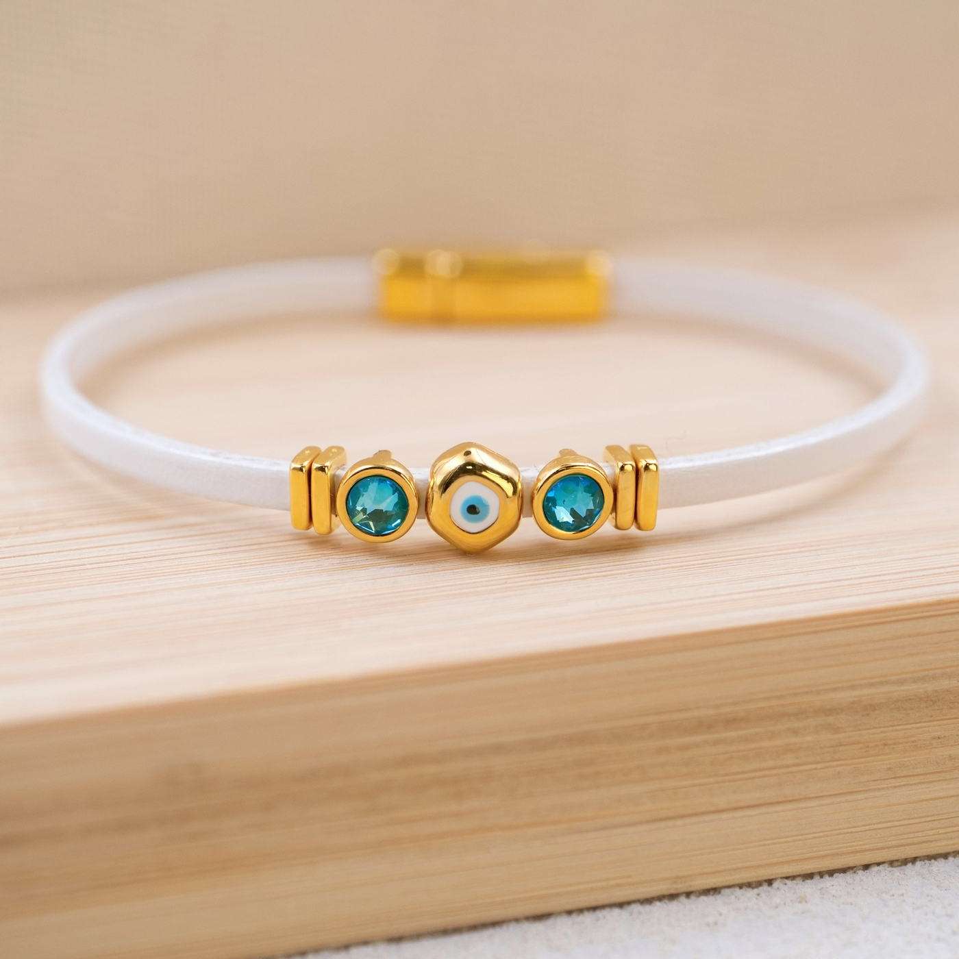Evil Eye & Crystals Leather Bracelet — Bracelets from Toolittle — additional view 2