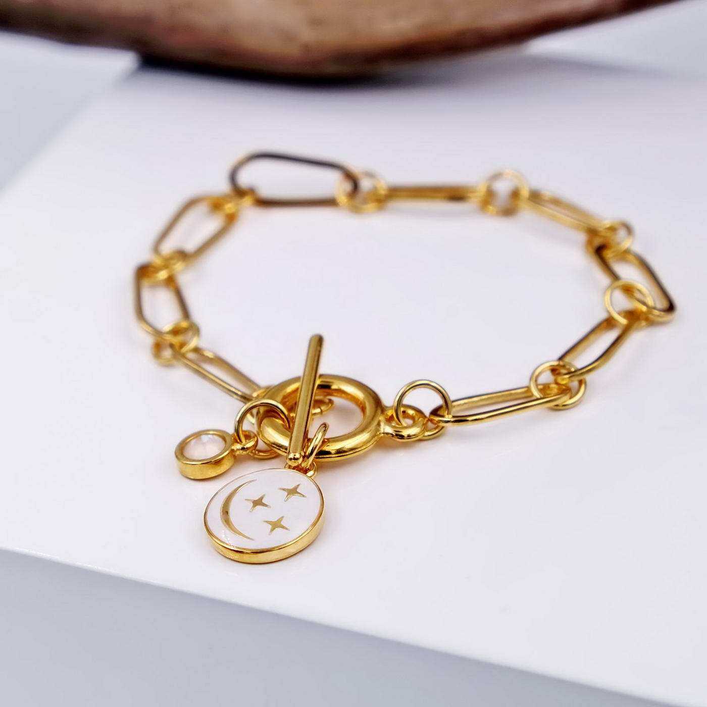 Chain bracelet with enamel and crystal — Bracelets from Toolittle — additional view 2