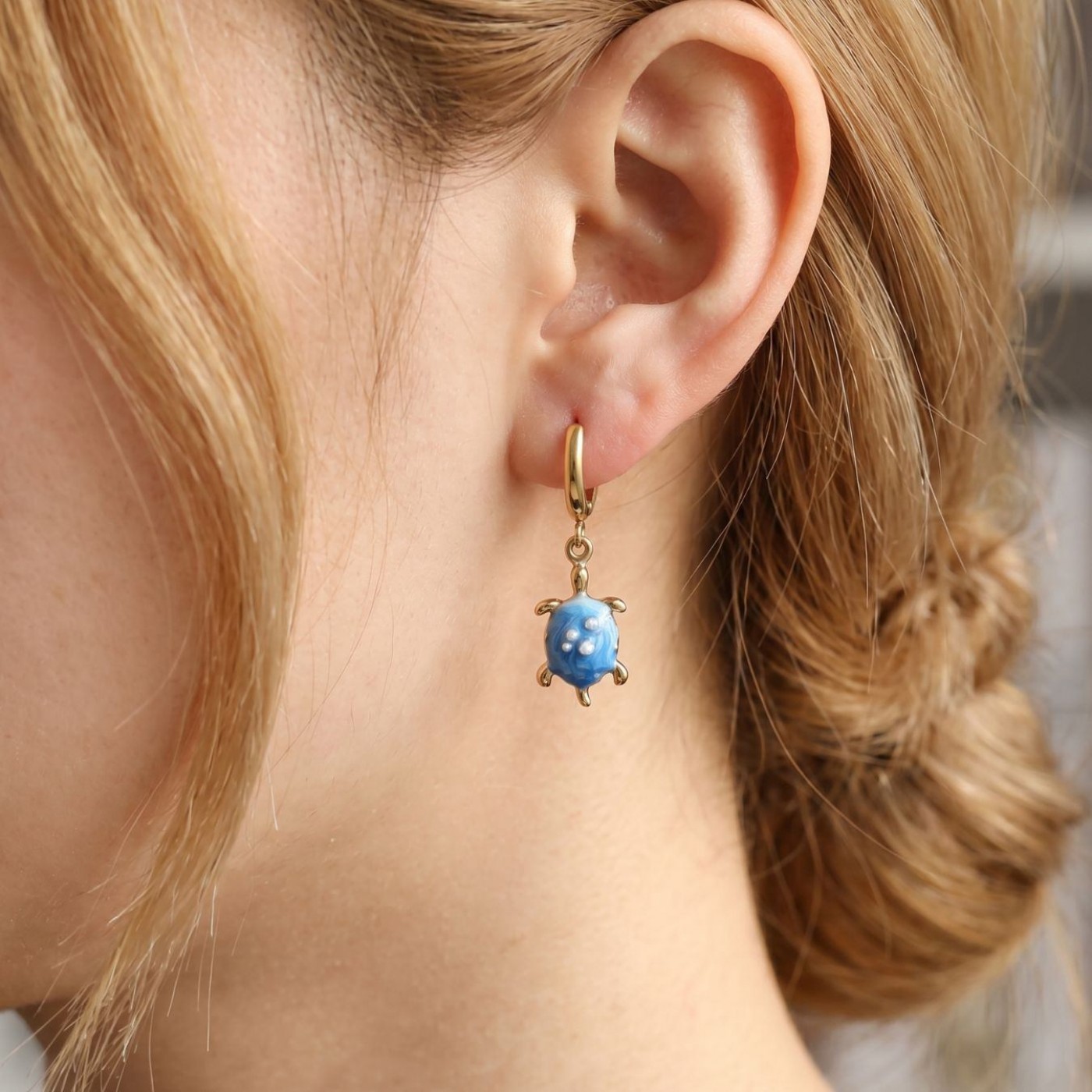 Stainless Steel | Turtle Hoop Earrings with Enamel