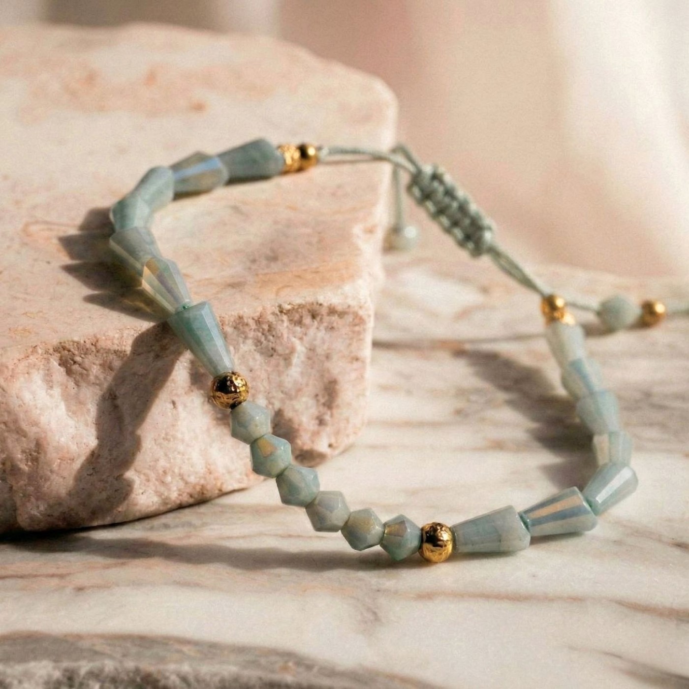Macramé Bracelet with Crystals & Semiprecious Stones | Jade — Bracelets from Toolittle — additional view 6