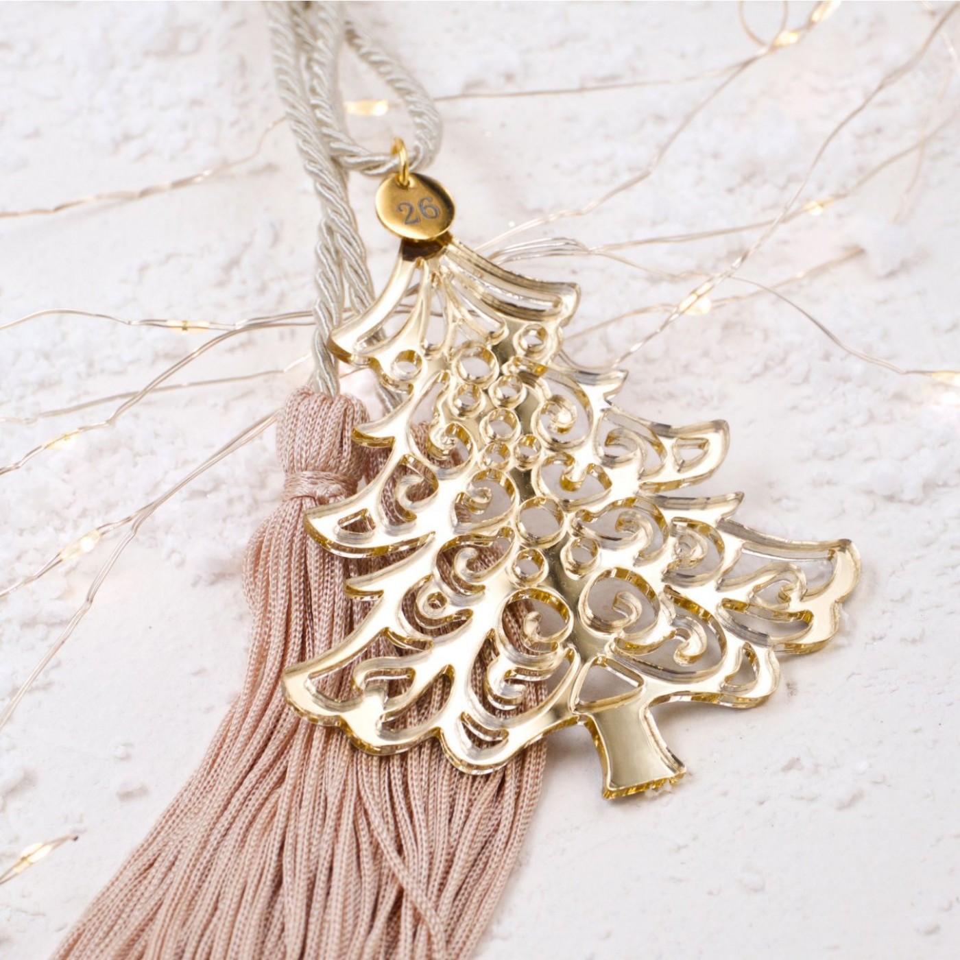 Handmade 2026 Lucky Charm – Golden Plexiglass Christmas Tree — Pendants & charms from Toolittle — additional view 2
