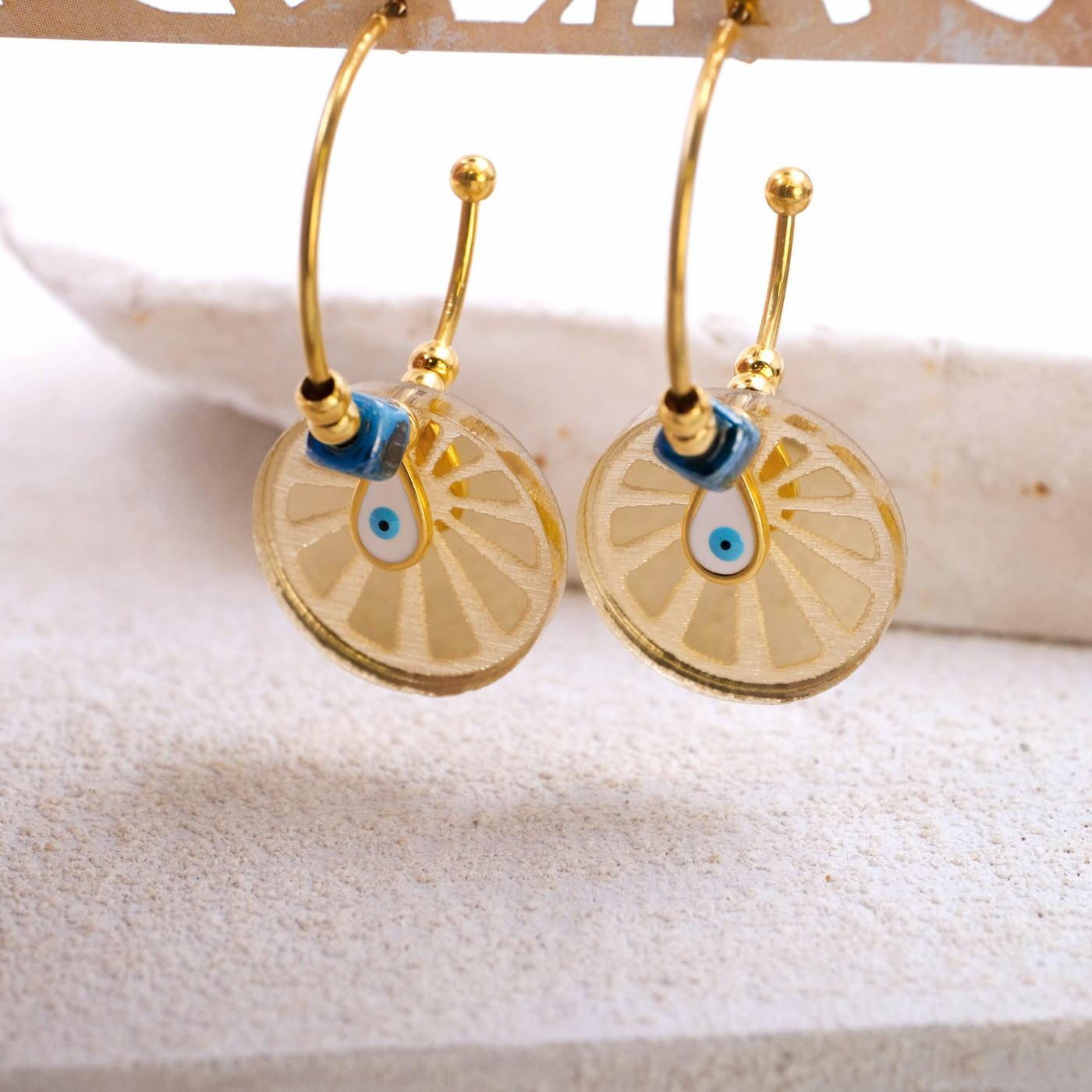 Hoop Earrings with Evil Eye — Earrings from Toolittle — additional view 2