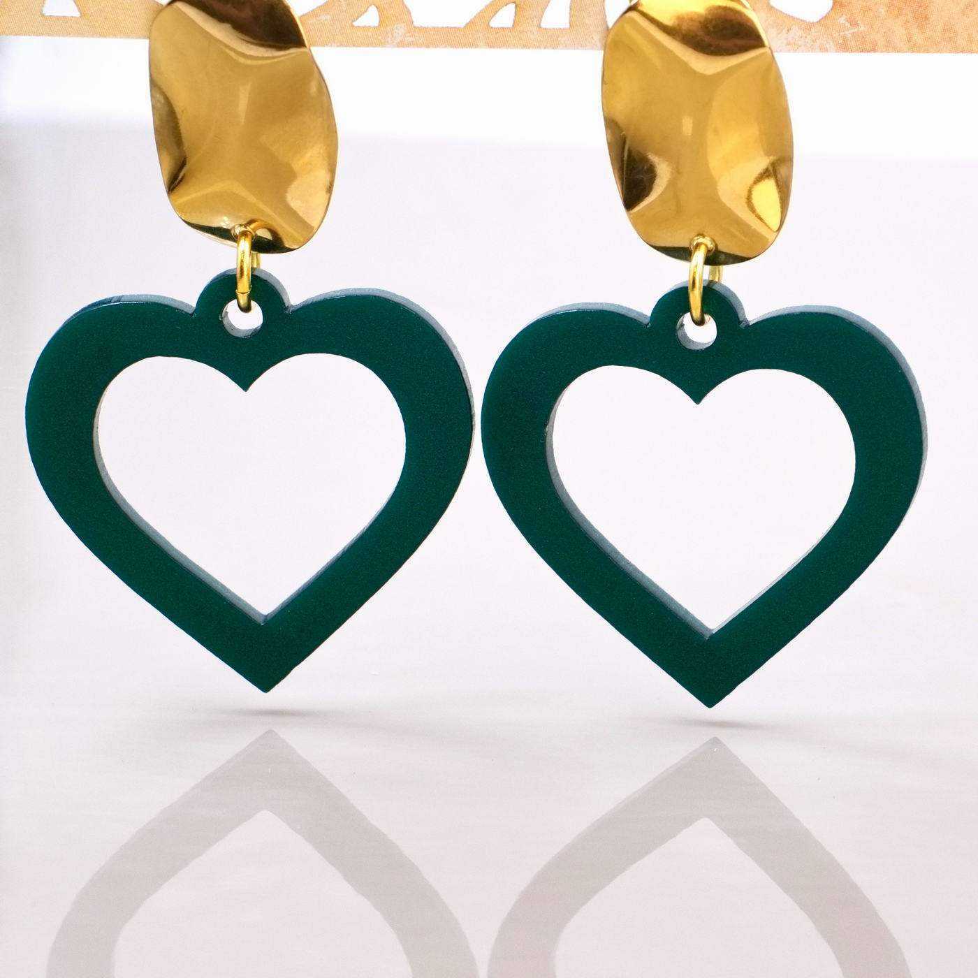 Plexiglass Heart Inox Earrings — Earrings from Toolittle — additional view 3