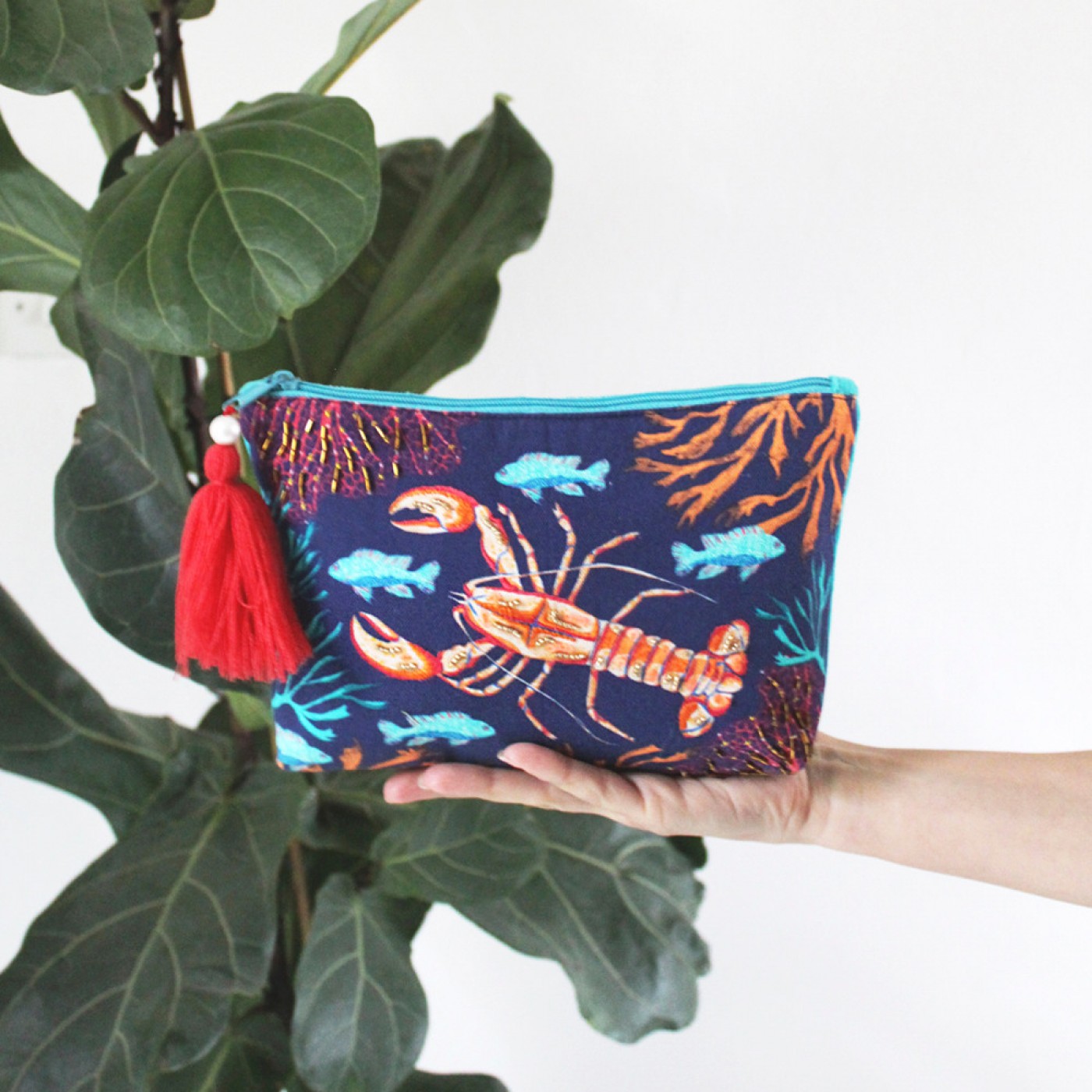 Coral Lobster Make-up Bag